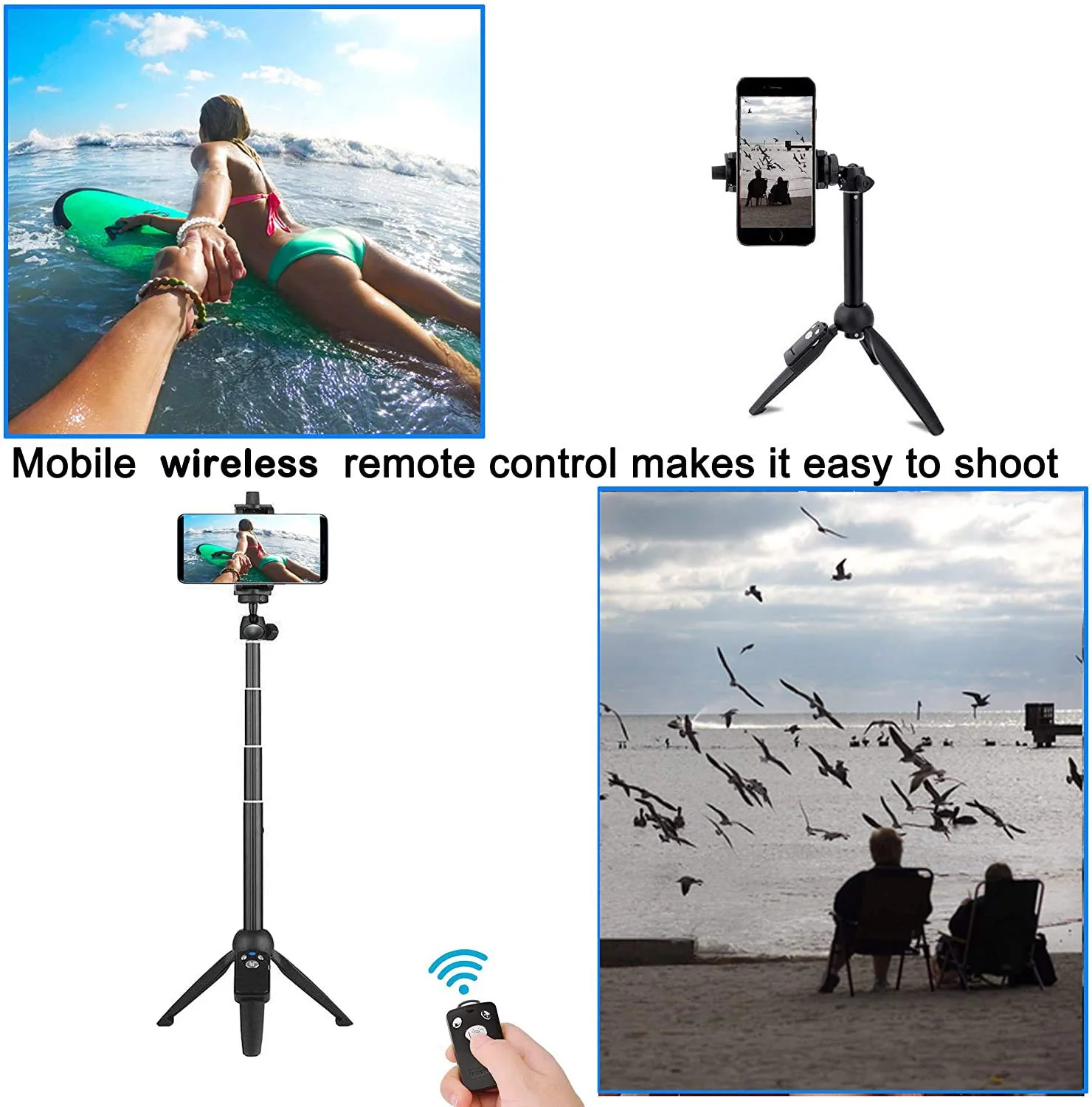 Selfie Stick, 40 inch Extendable Selfie Stick Tripod,Phone Tripod with Wireless Remote Shutter Compatible with iPhone 13 12 11 pro Xs Max Xr X 8Plus 7, Android, Samsung Galaxy S20 S10 and More - Image 6