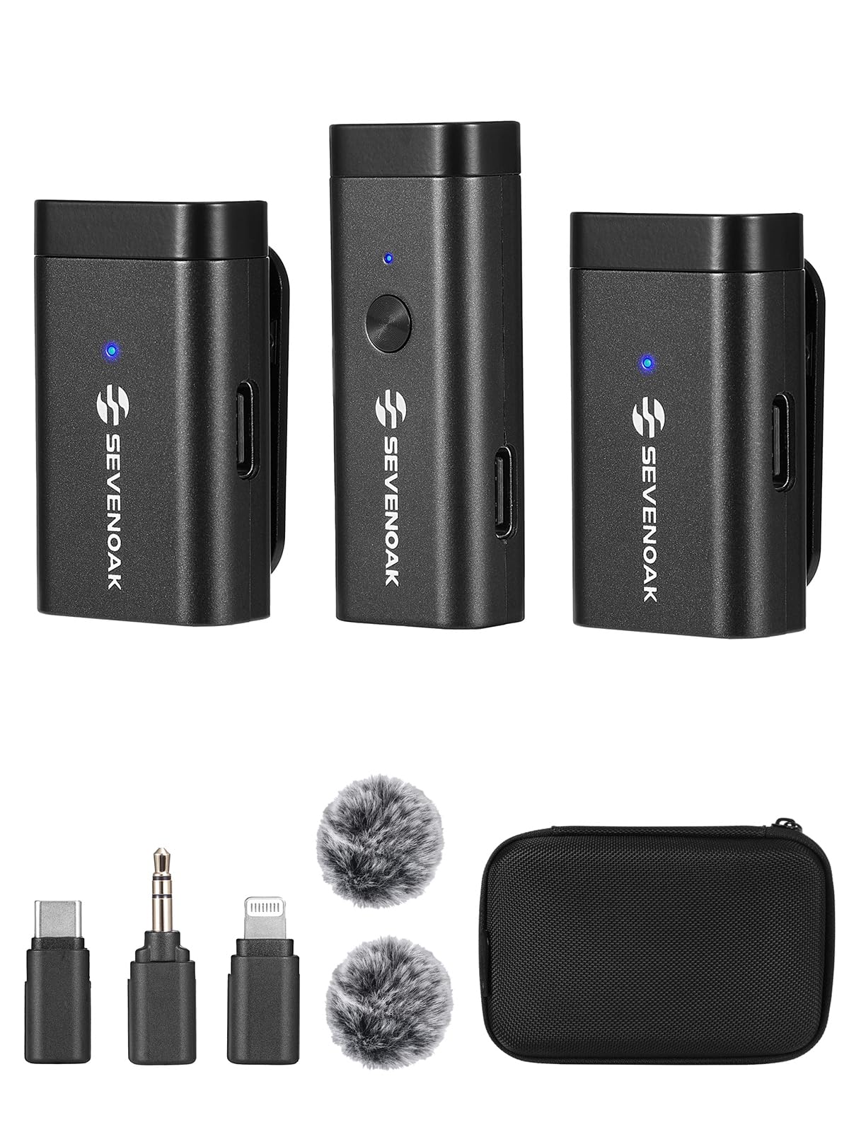 Sevenoak 3 in 1 Wireless Lavalier Microphones for iPhone/Android/Camera, Wireless Lapel Microphone System with Noise Cancelling Portable Microphone for Recording YouTube Vlog Live Stream -SKM-W1 Pro SKM-W1 PRO