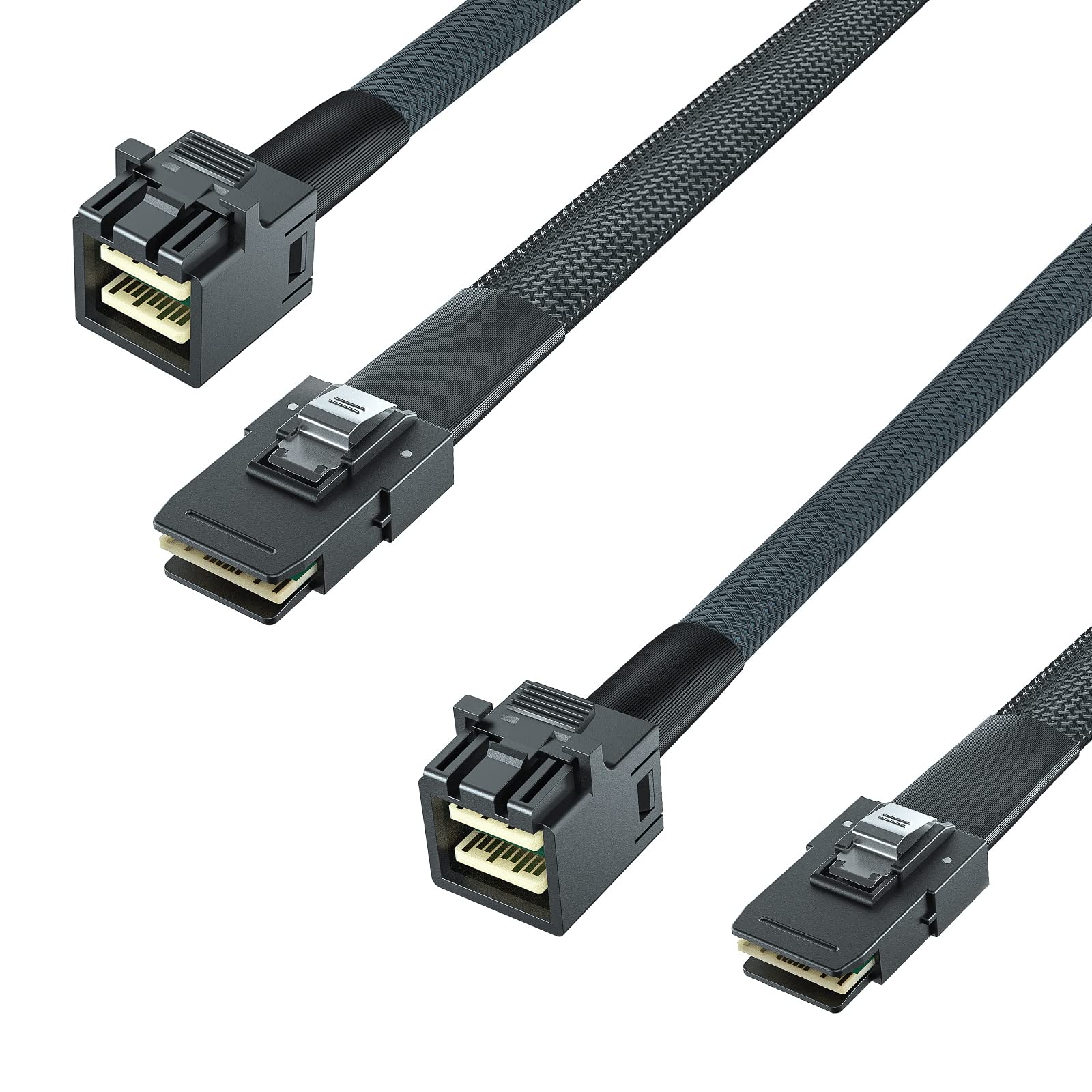 SFF-8643 to SFF-8087 Internal Mini SAS HD Cable, Compatible with Raid Controller Hard Drive, 100-Ohm, 0.8-m(2.6ft), 2 Pack Straight 0.8m