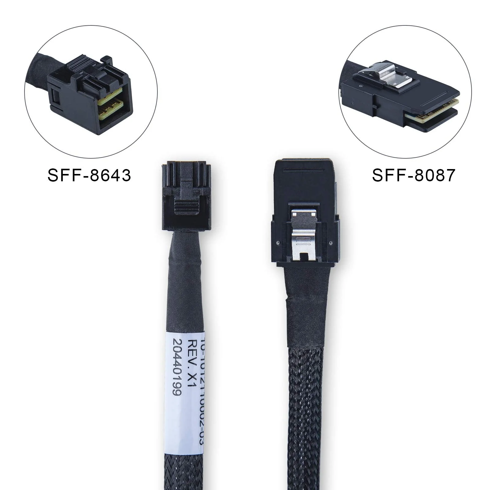 SFF-8643 to SFF-8087 Internal Mini SAS HD Cable, Compatible with Raid Controller Hard Drive, 100-Ohm, 0.8-m(2.6ft), 2 Pack Straight 0.8m - Image 6