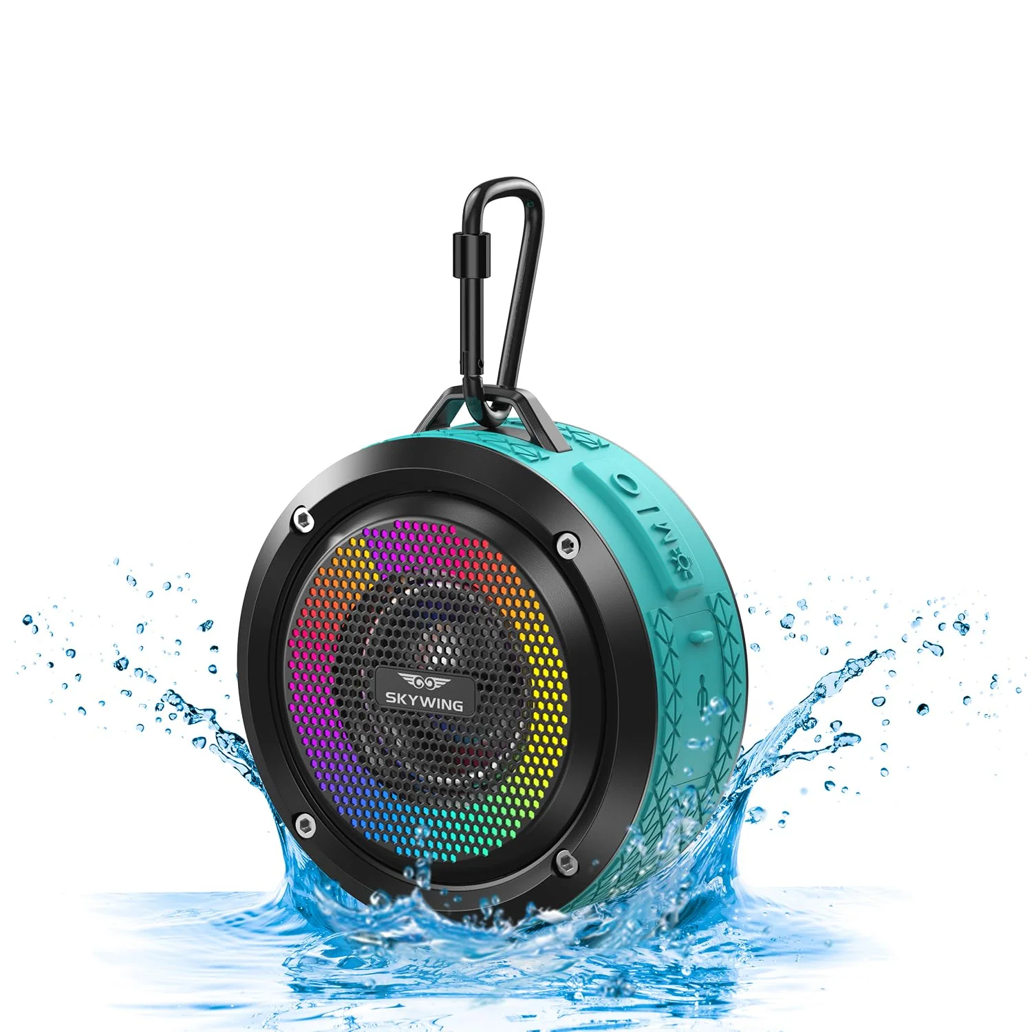 Shower Speaker, Certified IPX7 Waterproof,Portable Bluetooth Speaker with Suction Cup,Hook,Light, Stocking Stuffers, Premium Mini Outdoor Wireless Speaker, Ideal Gift for Christmas (Blue) Blue