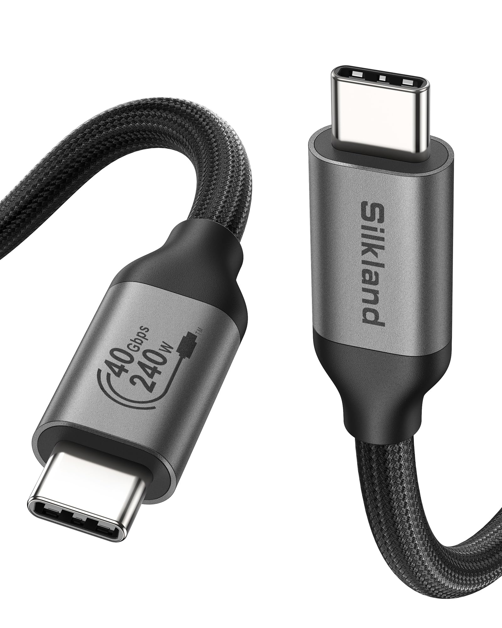 Silkland USB 4 Cable for Thunderbolt 4 Cable 4FT, 40Gbps Data Sync, 8K/6K@60Hz, 240W, [USB-IF Certified] USB C Thunderbolt Cable, Compatible for MacBook, SSD, Docking, iPhone 16, eGPU