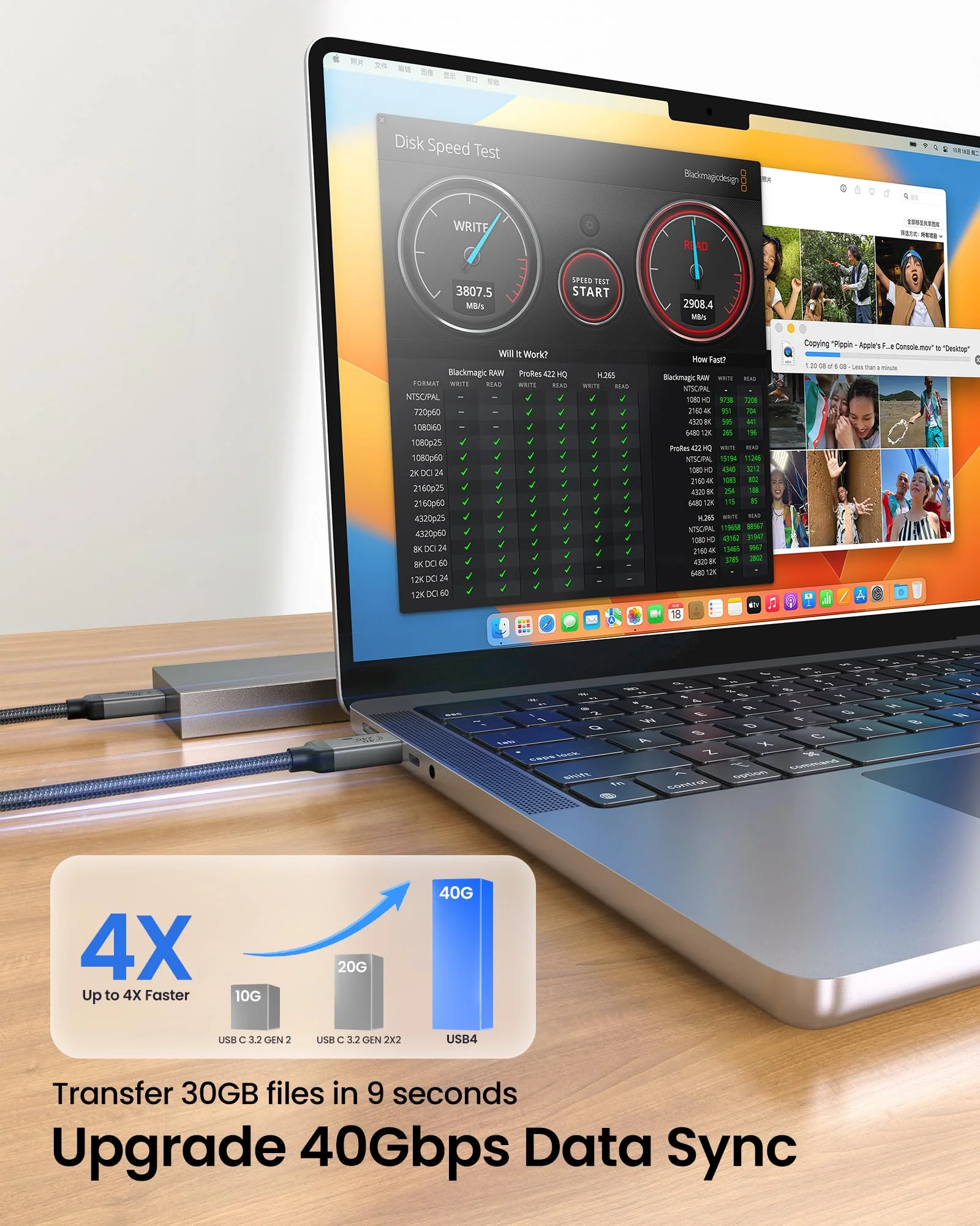 Silkland USB 4 Cable [USB-IF Certified] for Thunderbolt 4 Cable, 40Gbps Data Sync, 8K/5K@60Hz, 240W, USB C Thunderbolt Cable 3.3FT/1M, Compatible for MacBook, SSD, iPhone 16/15, Docking, eGPU, Monitor - Image 3