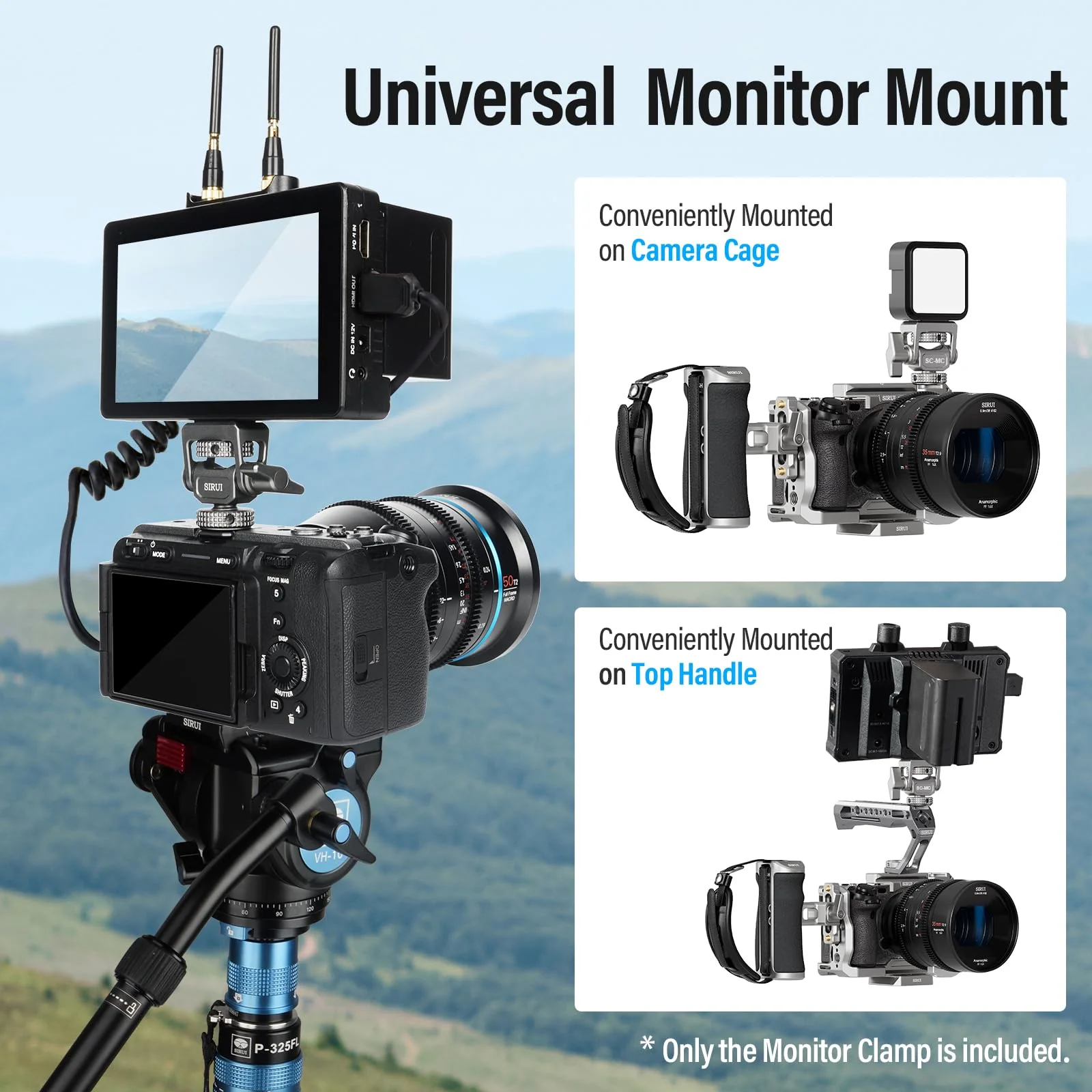 SIRUI Camera Monitor Mount with Cold Shoe, Swivel 360°and Tilt 180°Adjustable DSLR Field Monitor Mount, Compatible with 5" and 7" Monitor, SC-MC Cold Shoe Mount - Image 3