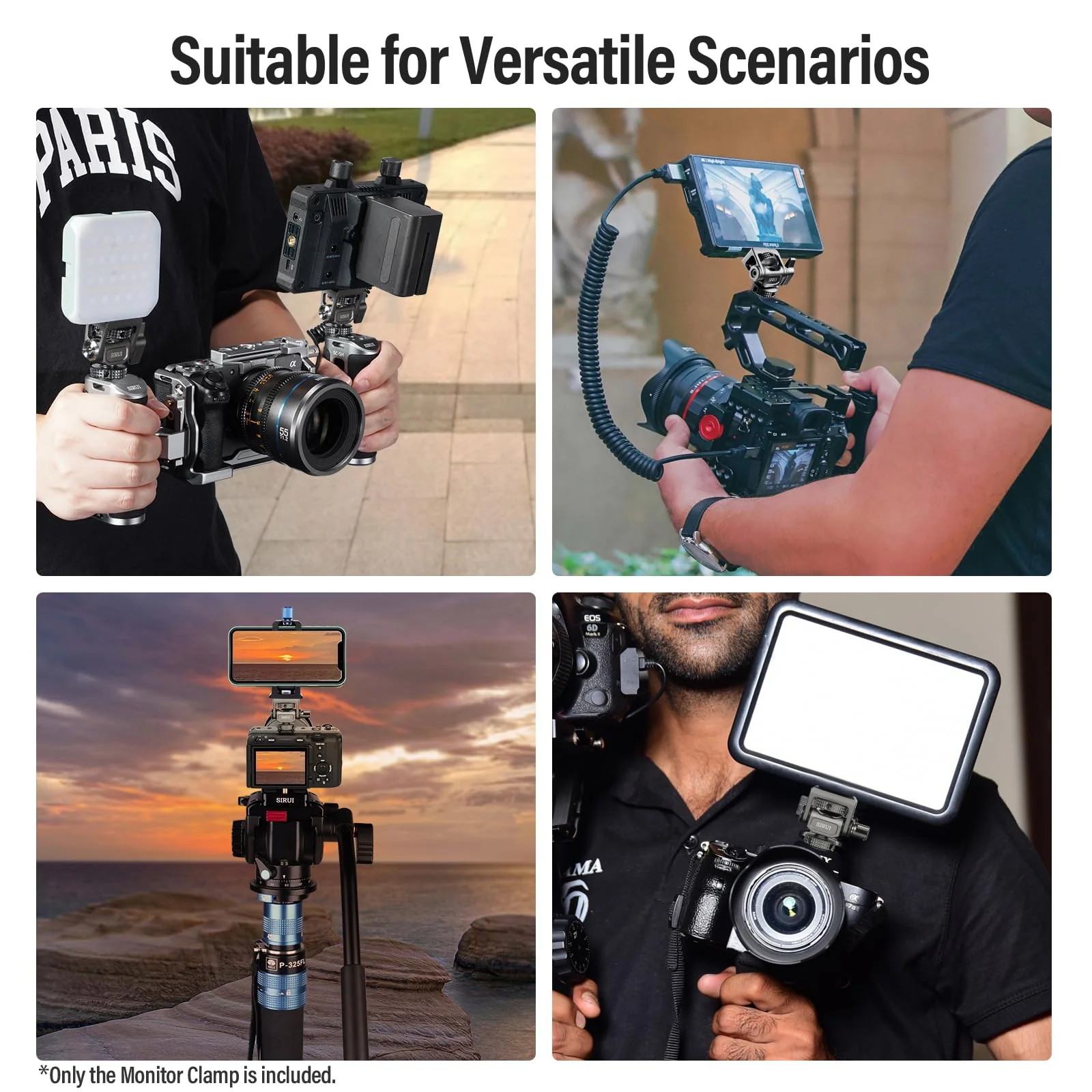 SIRUI Camera Monitor Mount with Cold Shoe, Swivel 360°and Tilt 180°Adjustable DSLR Field Monitor Mount, Compatible with 5" and 7" Monitor, SC-MC Cold Shoe Mount - Image 7