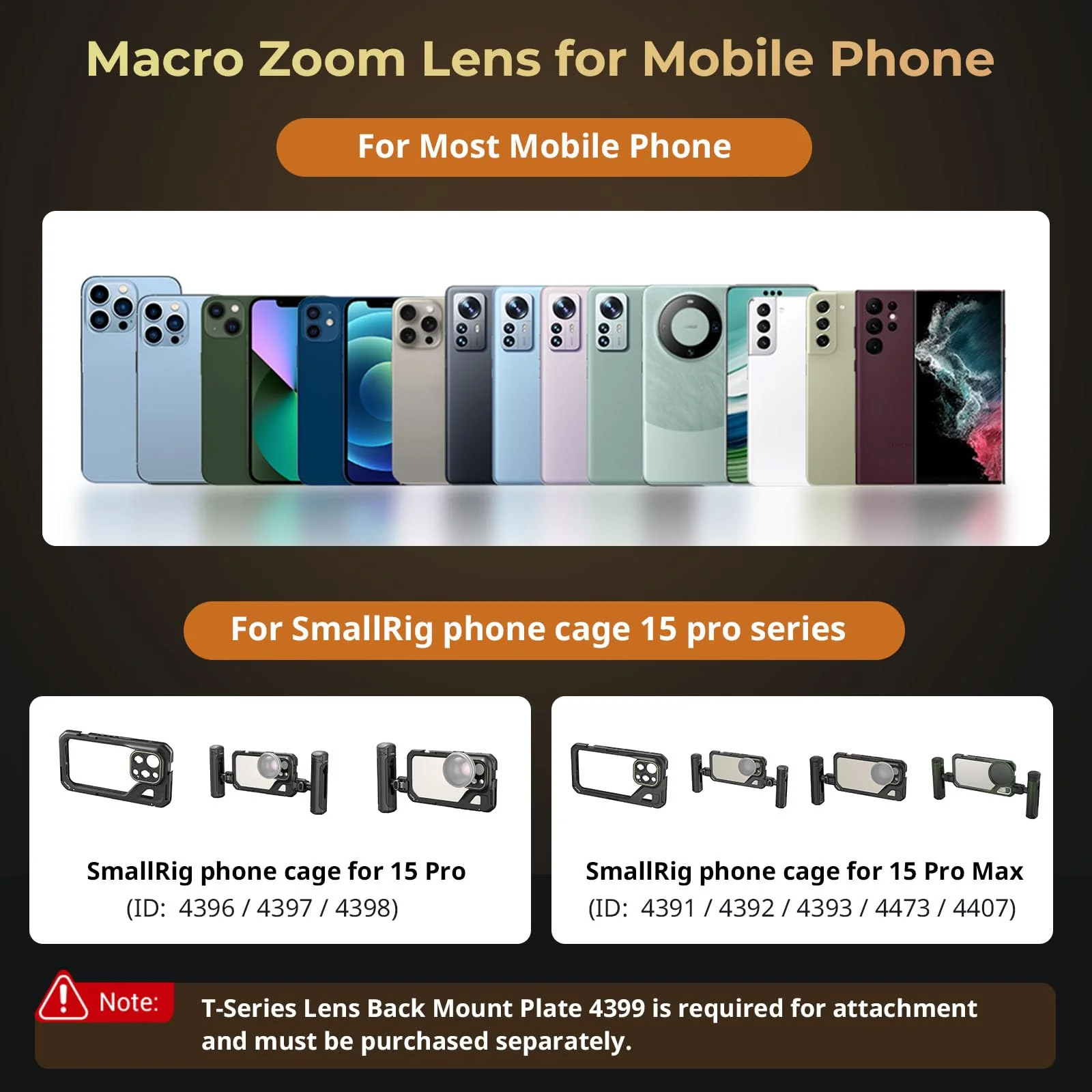 SMALLRIG 75mm HD Master Macro Lens, T-Mount Lens for iPhone, for Samsung, for Huawei, for Xiaomi, Macro Photography Phone Camera Lens Attachment - 4588 - Image 4