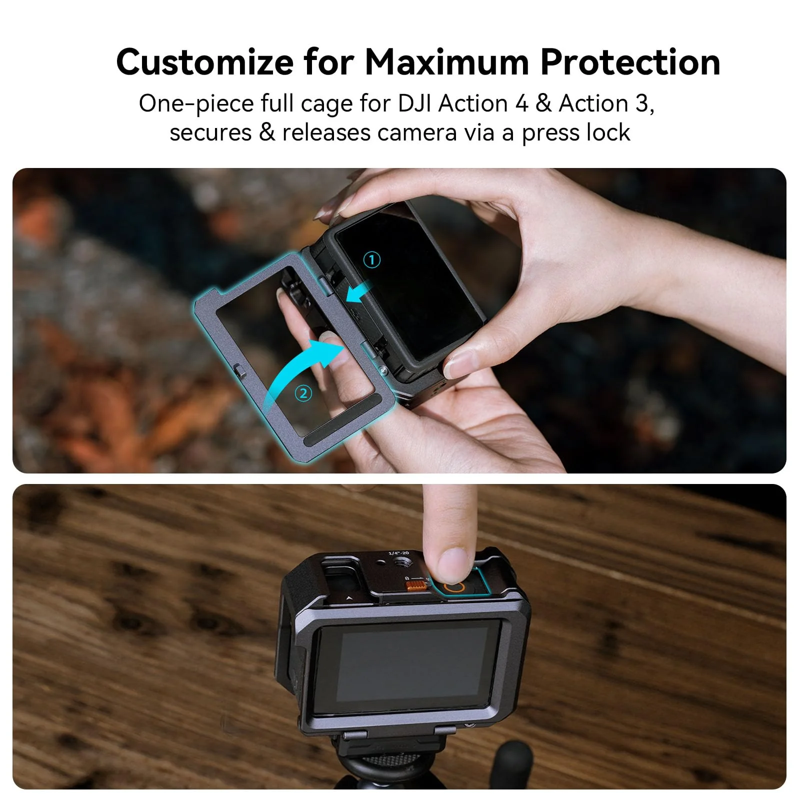 SMALLRIG Action 3 Action 4 Camera Cage for DJI, Protective Cage Compatible for DJI Mic, Protective Frame for DJI Osmo Action 3 Action 4-4119B - Image 2
