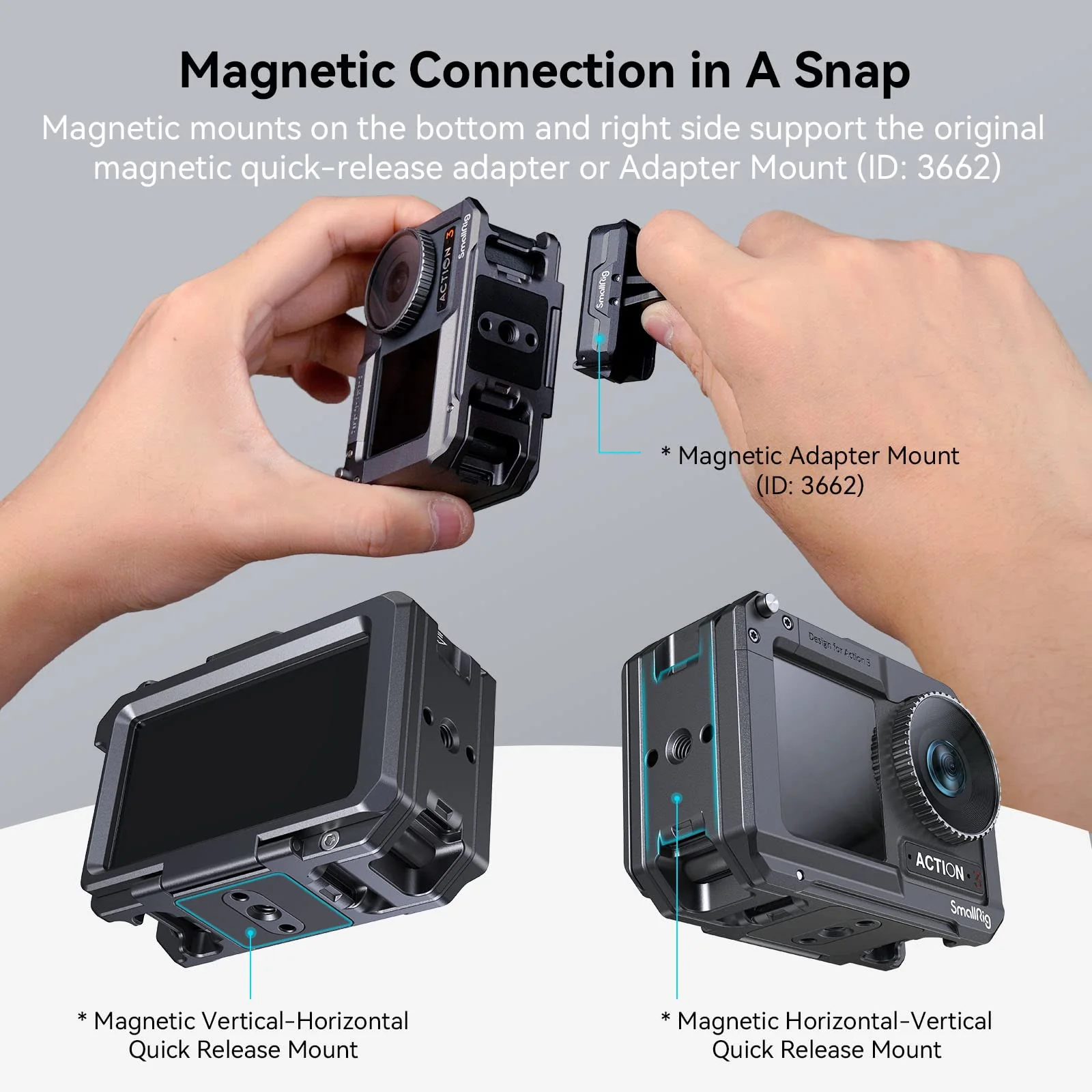 SMALLRIG Action 3 Action 4 Camera Cage for DJI, Protective Cage Compatible for DJI Mic, Protective Frame for DJI Osmo Action 3 Action 4-4119B - Image 5