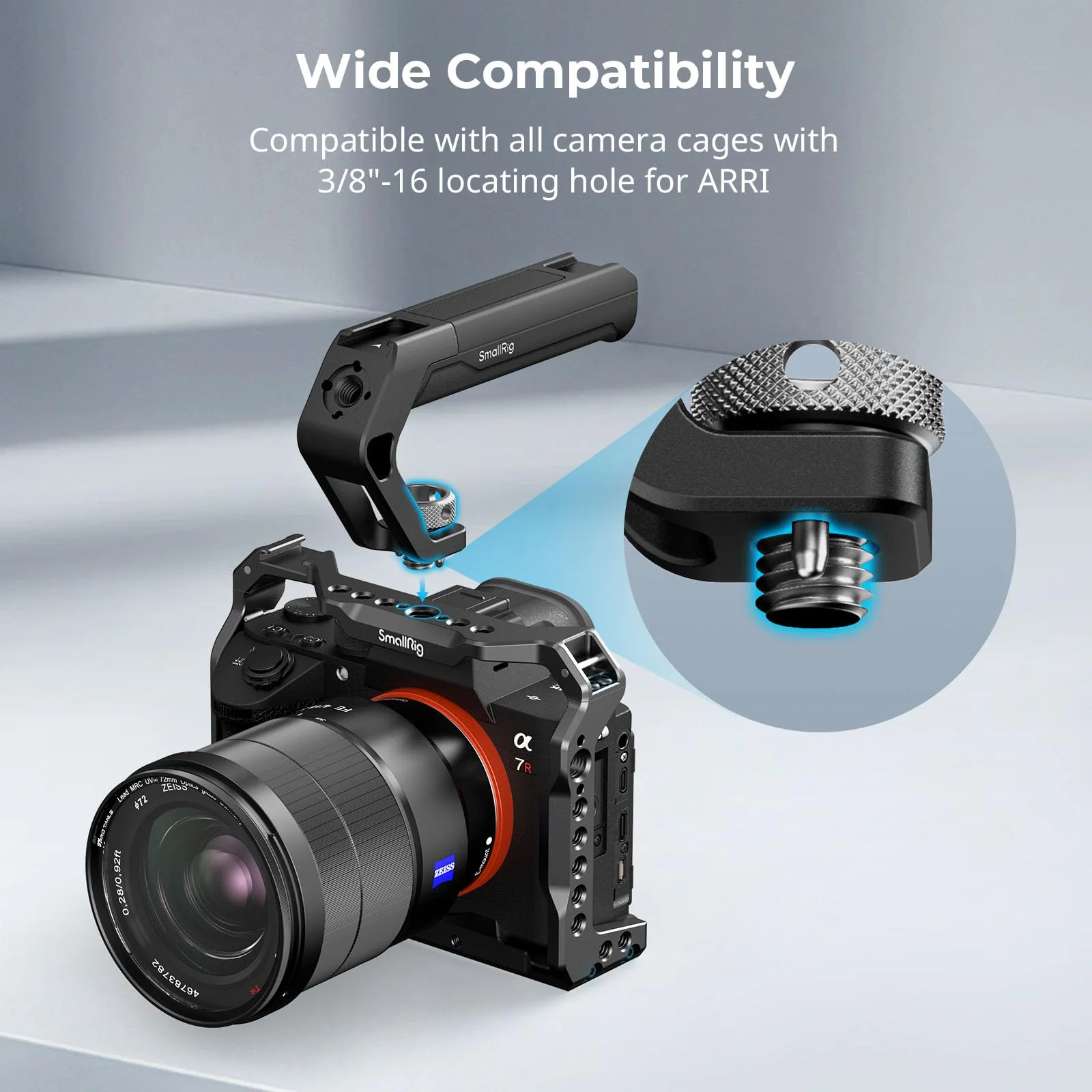 SMALLRIG Lightweight Top Handle with 3/8"-16 Locating Pins for ARRI, Tiny Camera Top Handle Only 113g, High-Strength Engineering Plastic Handle with Two Cold Shoe Mounts - 4757 - Image 2