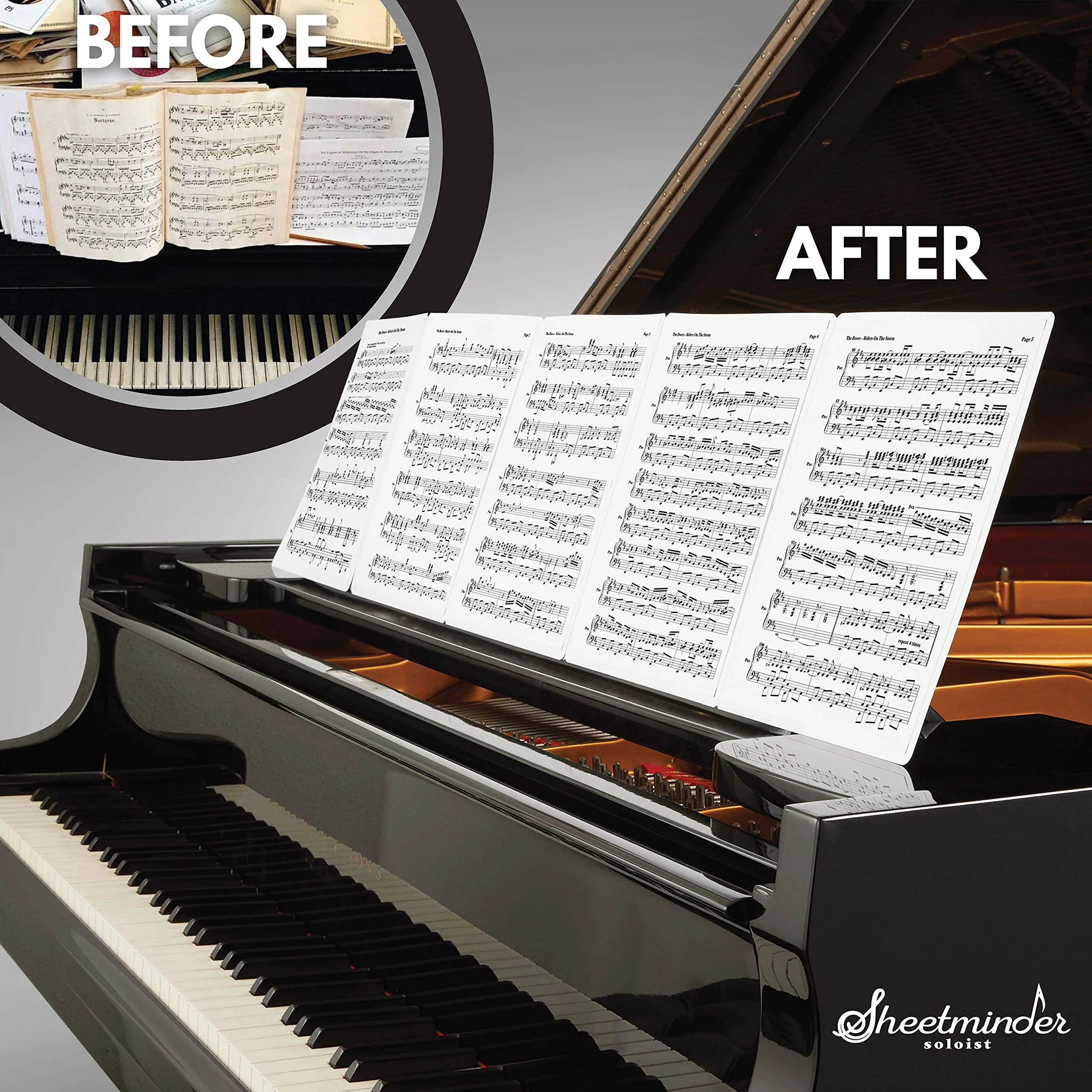 Soloist (5-Pack) - Printed Sheet Music Organizer/No Page Turning, Windproof on Music Stand, No Plastic Sleeves, Easily Mark Fingering/Perfect for Students, Teachers, Bands, Performers 5-pack - Image 6