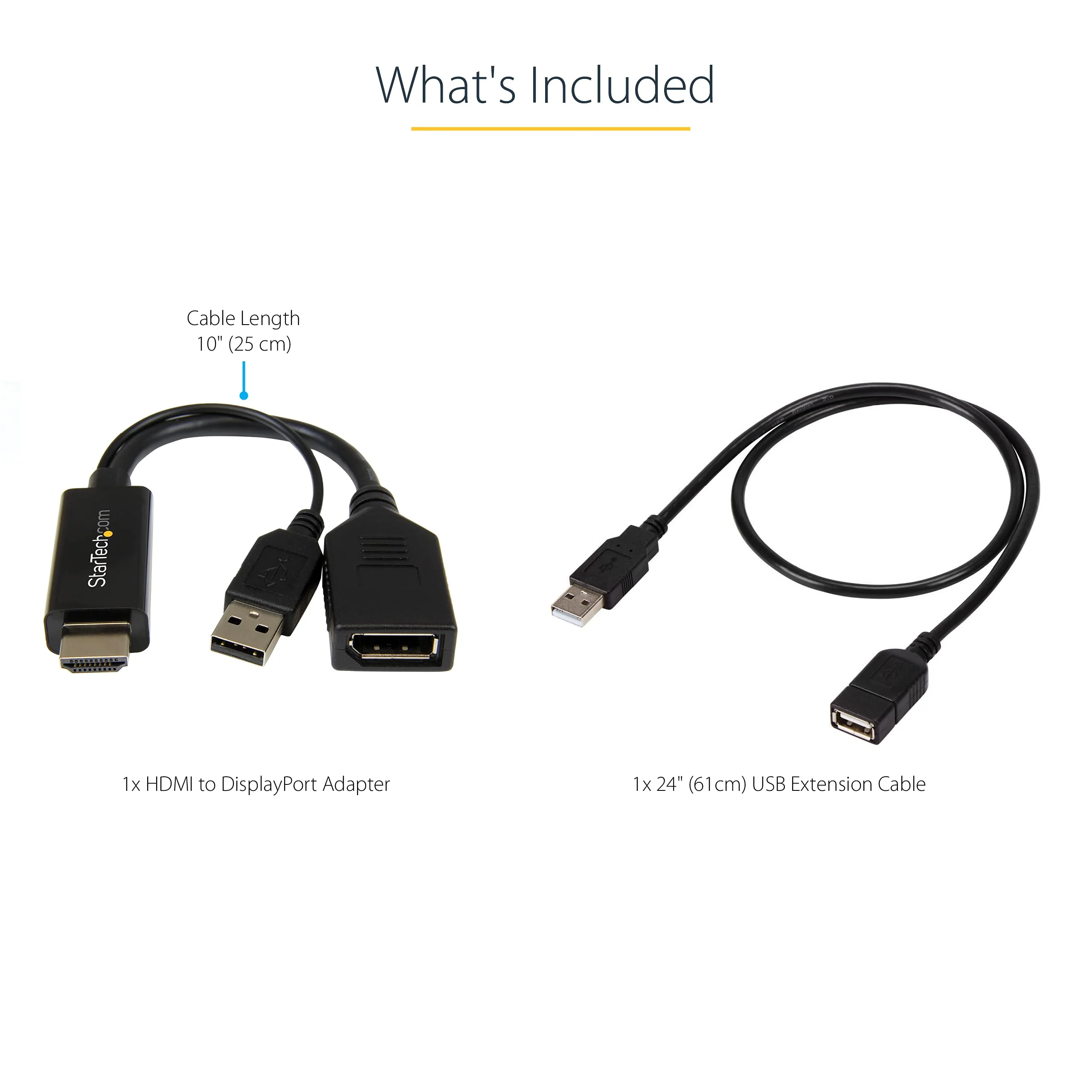 StarTech.com 4K 30Hz HDMI to DisplayPort Video Adapter w/ USB Power - 6 in - HDMI 1.4 (Male) to DP 1.2 (Female) Active Monitor Converter (HD2DP), Black - Image 4