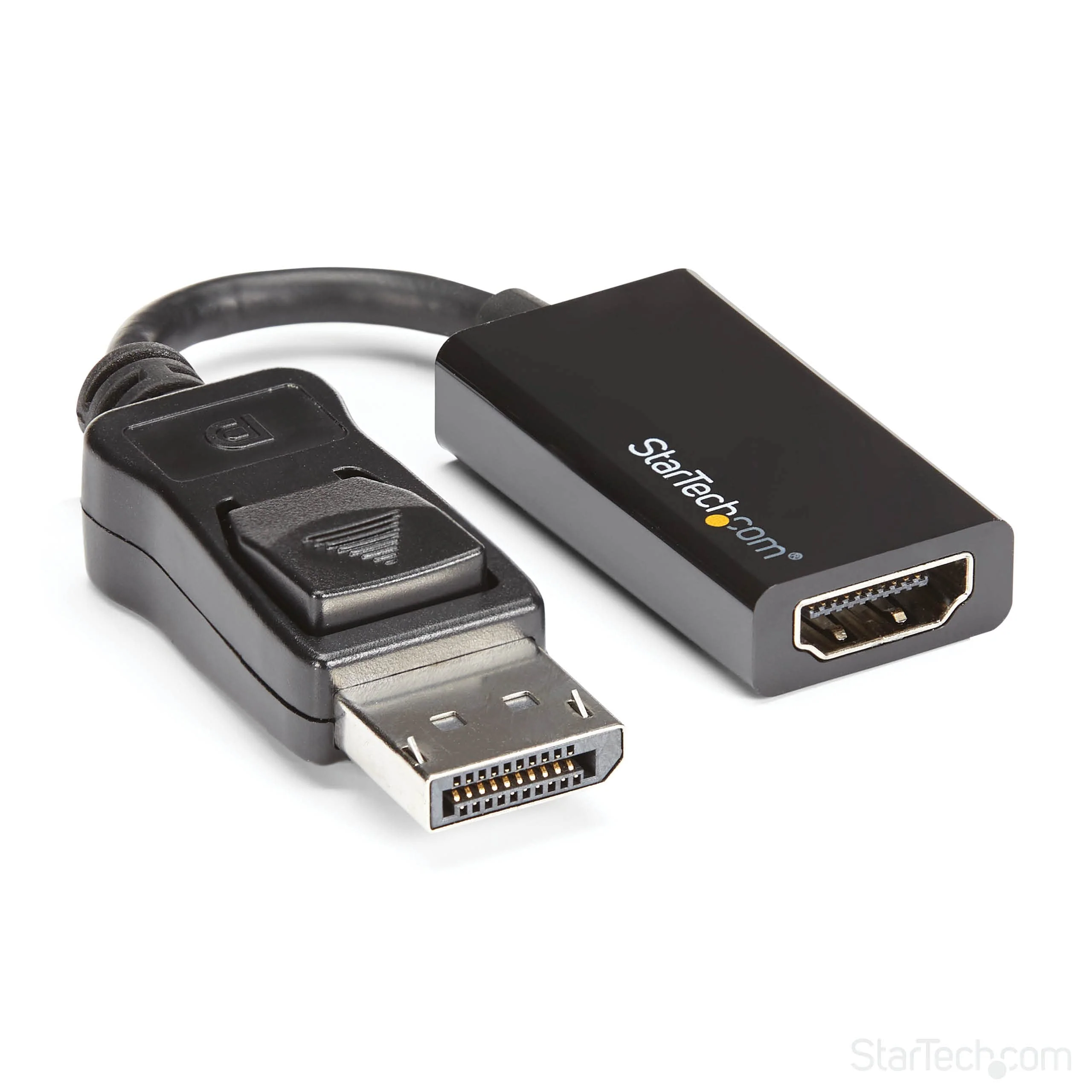 StarTech.com DisplayPort to HDMI Adapter - 4K 60Hz Active DP 1.4 to HDMI 2.0 Video Converter - DP to HDMI Monitor/TV/Display Cable Adapter Dongle - Latching DP Connector (DP2HD4K60S), Black