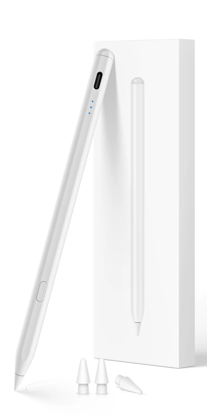 Stylus Pen for iPad 2018-2024, USB-C Fast Charging, Apple Pencil-Compatible Tip, Pixel-Perfect Tilt Sensitivity for iPad 10th/9/8/7/6, iPad Mini 7/6/5, iPad Air M2/6/5/4/3, iPad Pro M4 13"/12.9″/11″ Milk White
