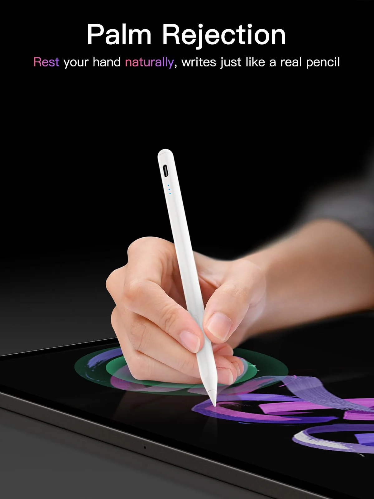Stylus Pen for iPad 2018-2024, USB-C Fast Charging, Apple Pencil-Compatible Tip, Pixel-Perfect Tilt Sensitivity for iPad 10th/9/8/7/6, iPad Mini 7/6/5, iPad Air M2/6/5/4/3, iPad Pro M4 13"/12.9″/11″ Milk White - Image 7
