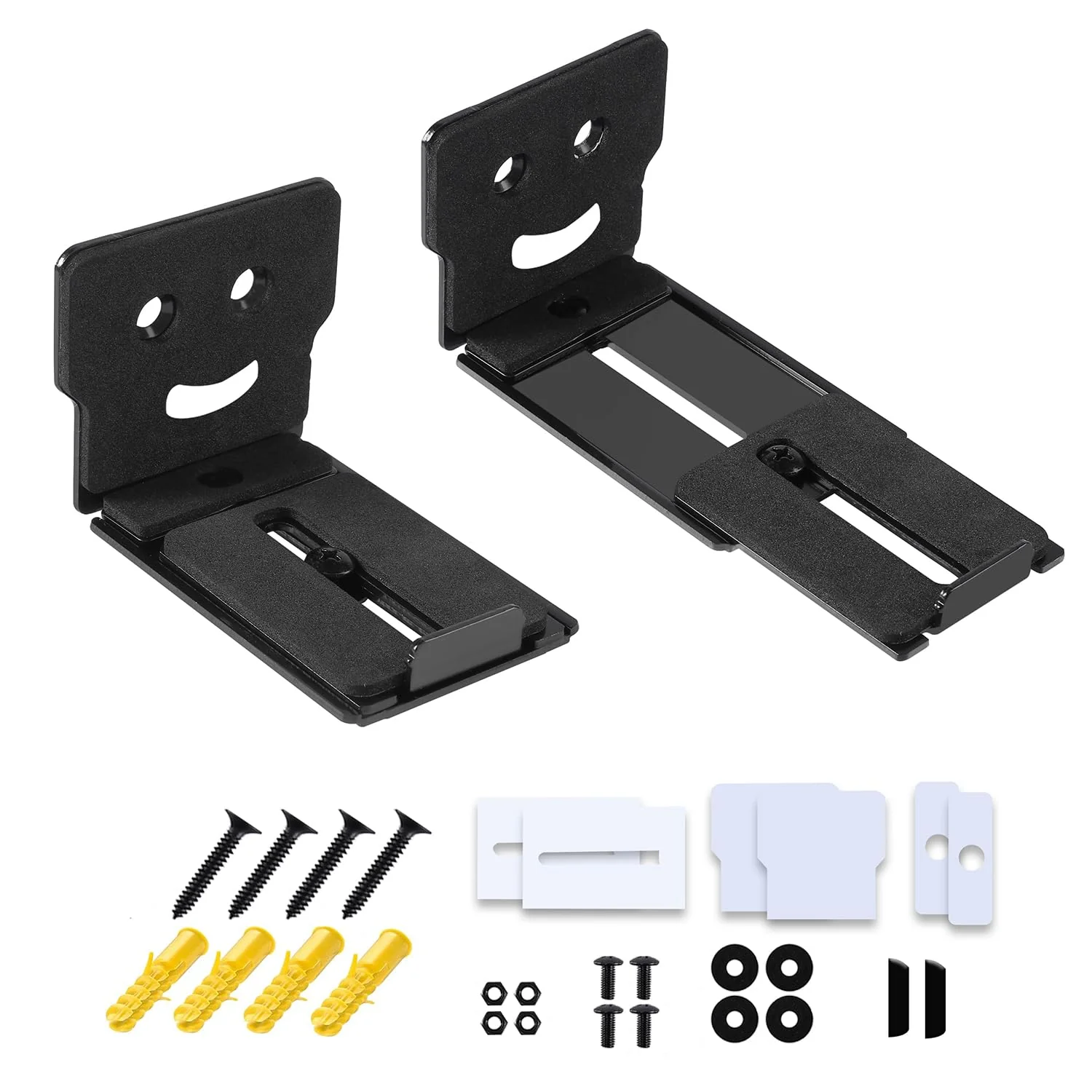 Suixing Adjustable Soundbar Mount, Universal Sound Bar Wall Brackets Works with Most Sound bar Mounts, Length Adjustable 3.4''-5.2'', Removable and Lockable Mounting Bracket(Square) Black_3.4"-5.2" Length Adjustable 3.4"-5.2"