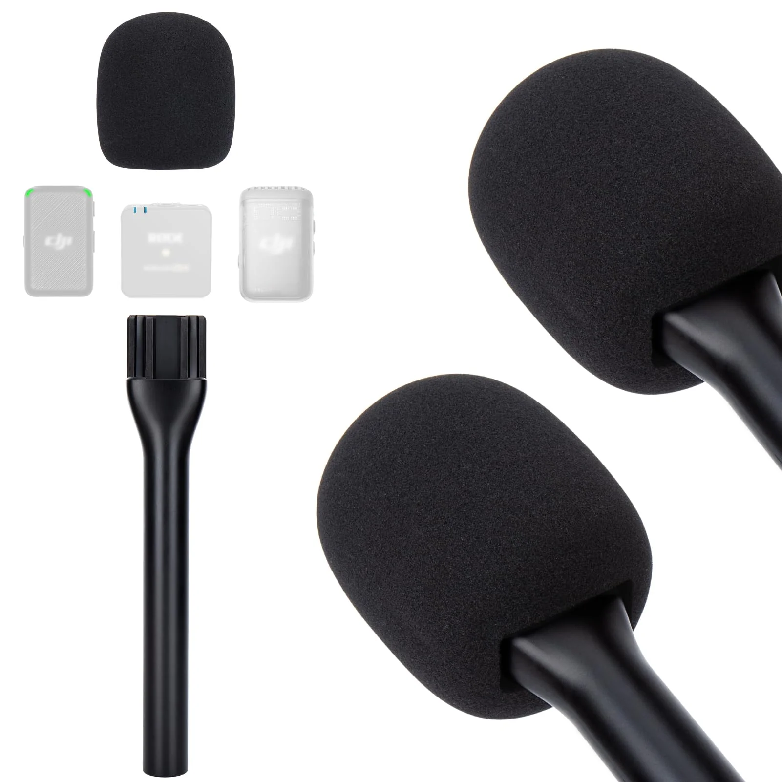 SUNMON Handheld Wireless Mic Stand for Rode Wireless Mic, Holder for Rode Wireless Go 2/ Rode Wireless Pro, Rode Interview Microphone Adapter Handheld for Rode Wireless Go II/DJI and More (2 PACKS)