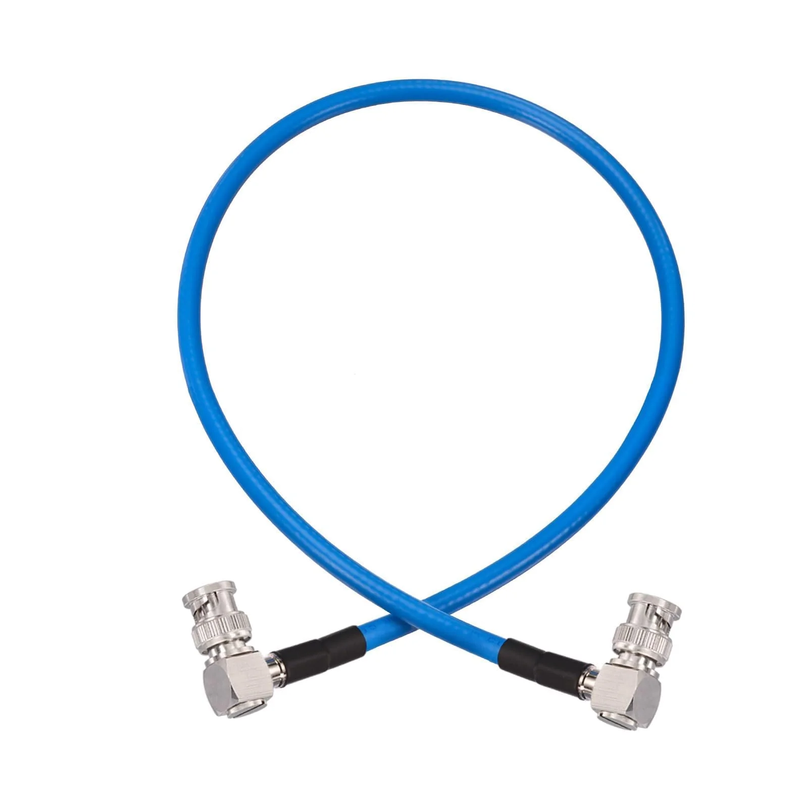 Superbat 3G/6G/12G SDI Cable Right Angle 2ft Short BNC Cable 75 Ohm Blue Belden 1694A Supports HD-SDI/3G-SDI/4K Video Monitor,Precision SDI BNC Jumper Right Angle Right Angle to Right Angle