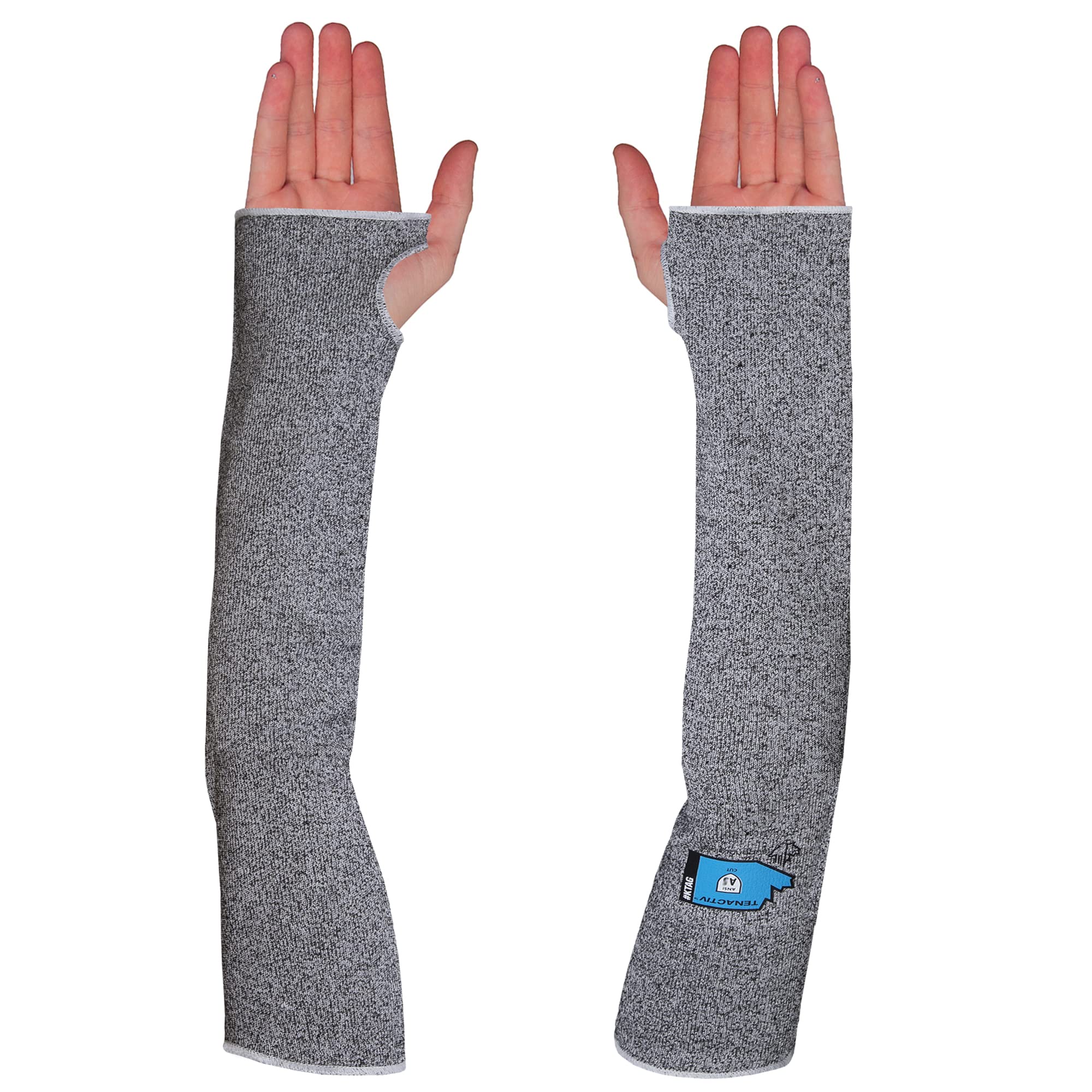 Superior Glove KTAG1T18T TenActivTM Grey Stay-Cool Cut-Resistant Sleeve 18" Length (Medium, With Thumbhole) Medium