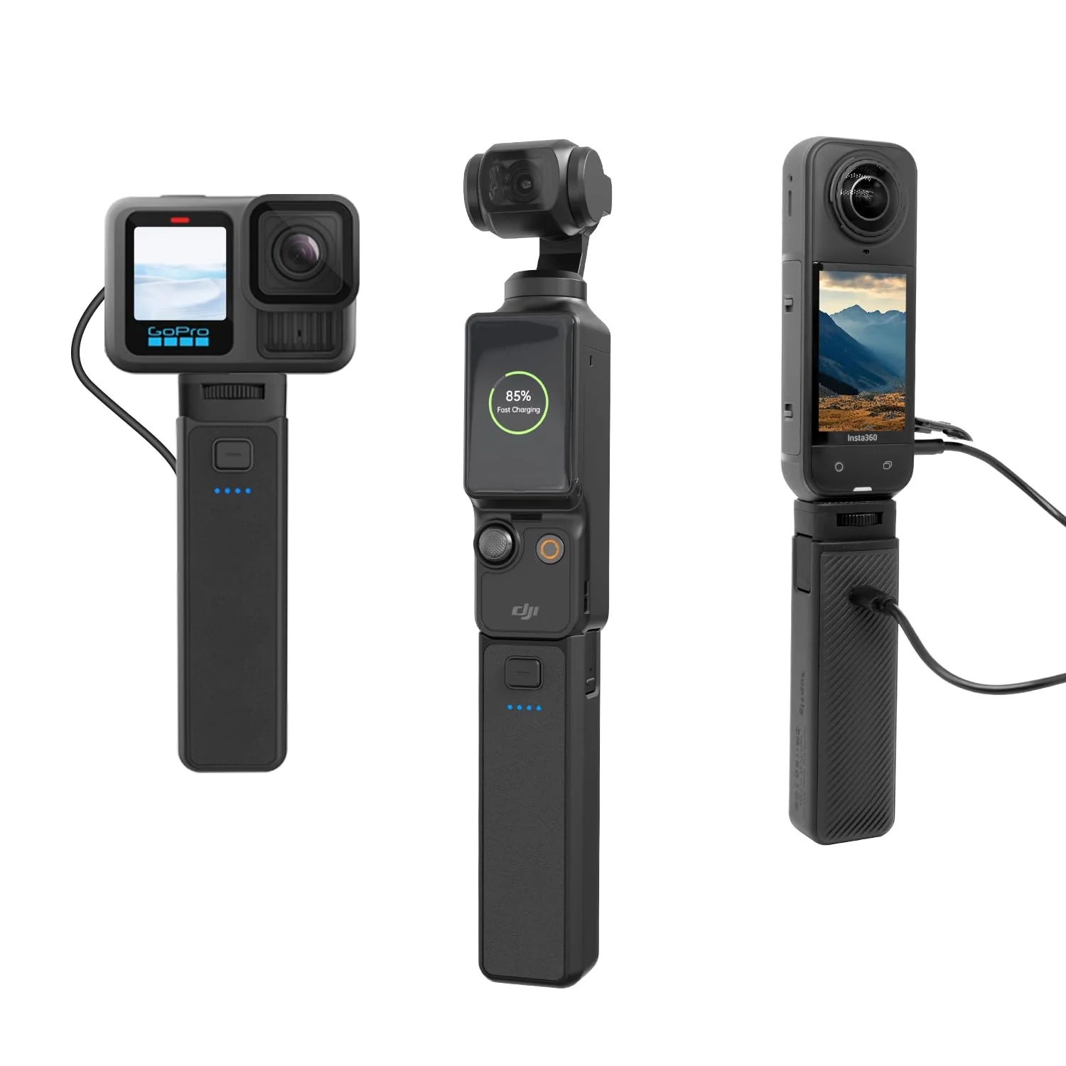 Suptig Handle Grip Battery Charger Battery Handle Built-in 5000mAh Battery Compatible for DJI Pocket 3, Xtra Muse Gopro, Insta 360, Akaso, Phone, Digital Camera