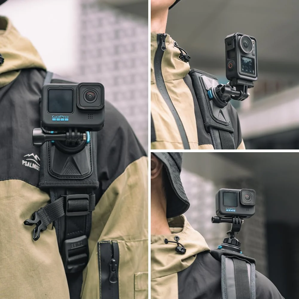SUREWO Magnetic Quick Release Backpack Shoulder Strap Mount Bag Belt Shoulder Strap Clip Holder Compatible with Gopro Hero 12/11/10/9/8/7/(2018)/6/5 Black,DJI Osmo Action 4/3 and More - Image 8