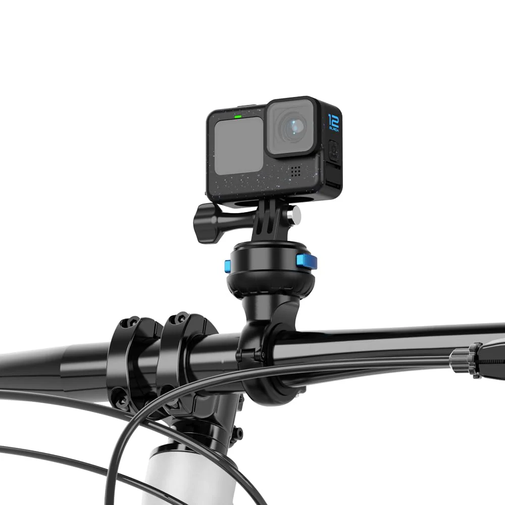 SUREWO Magnetic Quick Release Handlebar Bike Pole Mount, Motorcycle Handlebar Clamp Mount with Shock-Absorbing Base Compatible with Go Pro Hero 13/12/11/10/9/8/7 Black,DJI Osmo Action 5 pro/4/3 Plastic