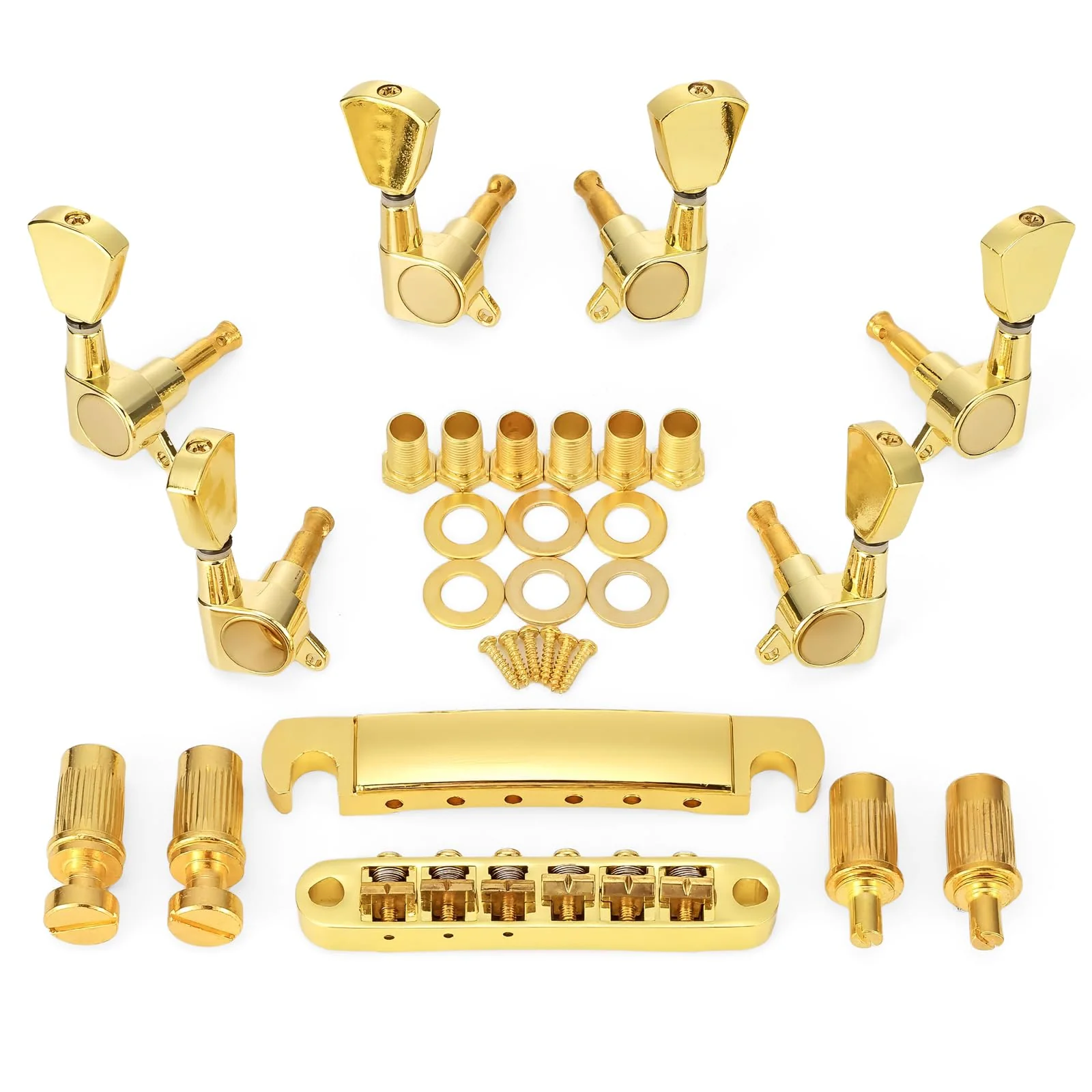Swhmc Gold Guitar Parts Set Saddle Bridge Tune-O-Matic Tailpiece and 3L3R Sealed Gear Tuning Pegs Keys Machine Head for Les Paul Electric Guitar