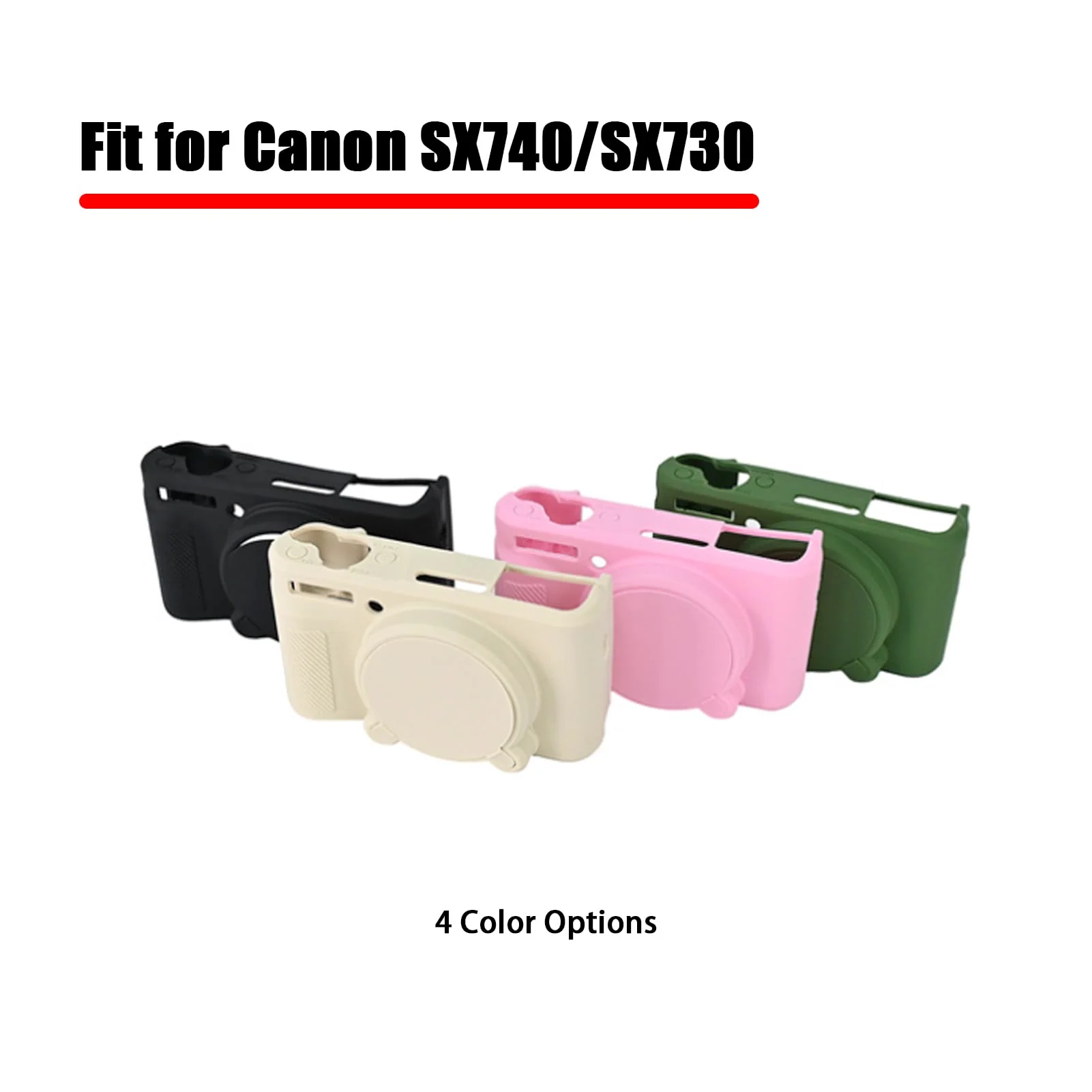 SX740 Silicone Camera Case Rubber Cover for Canon PowerShot SX740 SX730 HS Cameras Accessories Body Skin with Hand Neck Strap Lanyard Black - Image 4