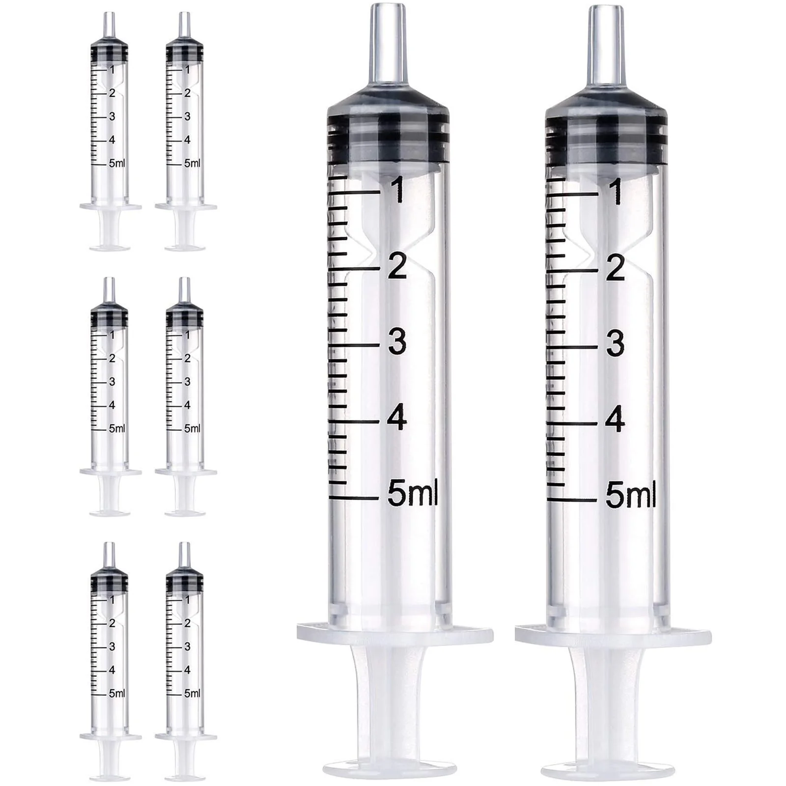 Syringe 5 ml, Pack of 8 Plastic Syringe, Plastic Syringe, Dosing Syringe, Reusable Liquid Syringe for Liquid Measurement and Dispensing, Animal Feeding, Plant Watering