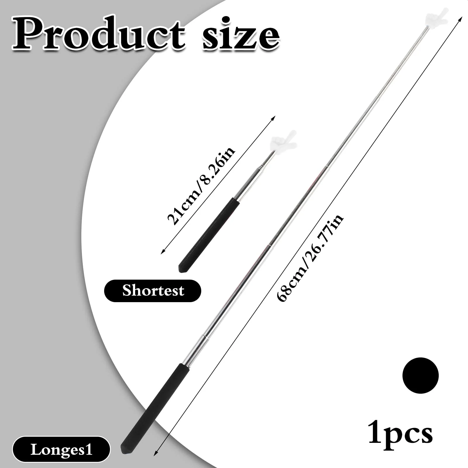 Telescopic Teacher Pointer Extendable Pointer Stick for Classroom Retractable Hand Pointer Finger Pointer Stick Mini Classroom Pointer for Elementary School Kindergarten Teacher(Black) Black - Image 3