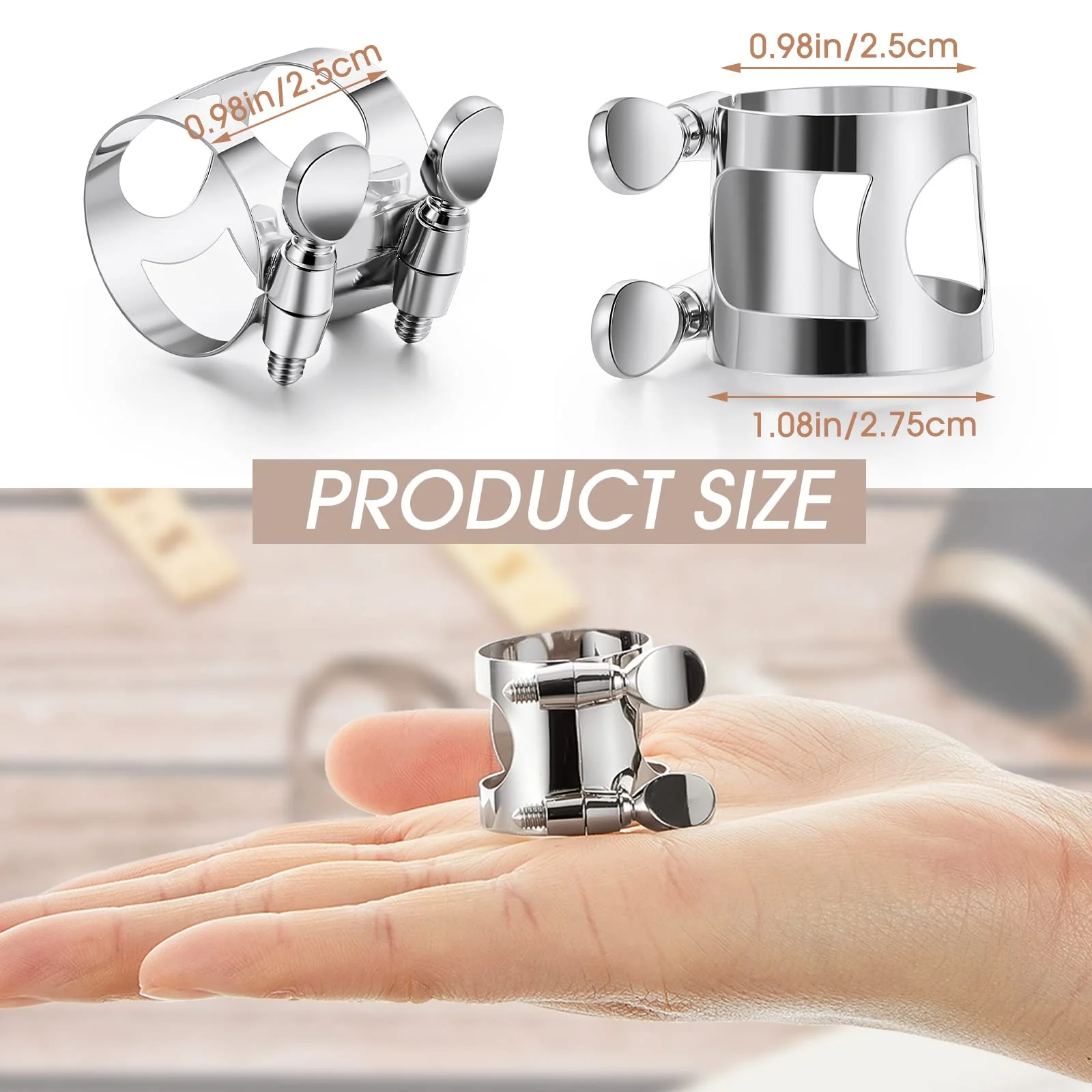 Treela 8 Pcs Clarinet Ligature Clarinet Mouthpiece Ligature Silver Clarinet Mouthpiece Ligature B Flat with Adjustable Screws Bb Clarinet Ligature for Clarinet Mouthpiece Woodwinds Instrument - Image 2