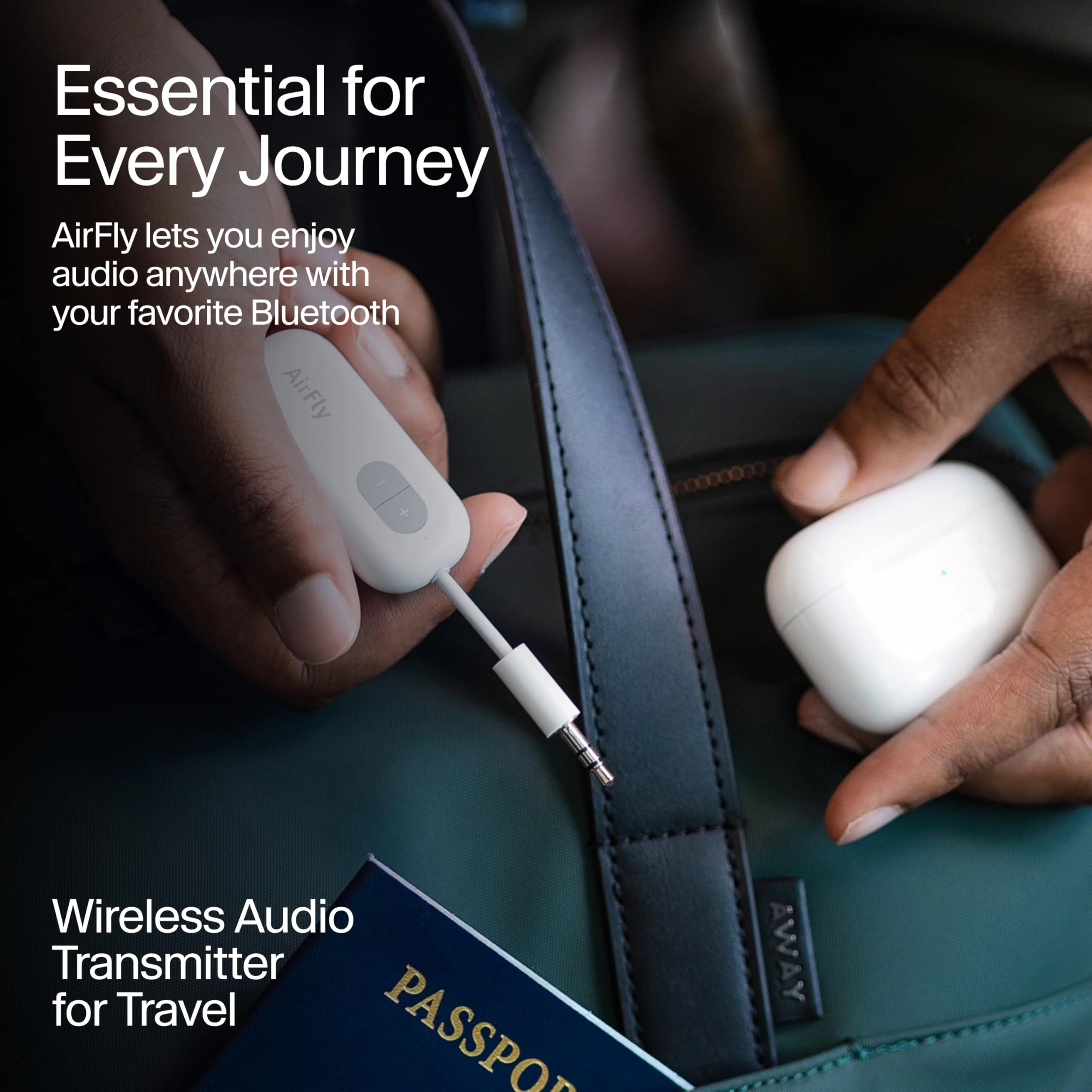 Twelve South AirFly SE, Bluetooth Wireless Audio Transmitter for AirPods/Wireless or Noise-Cancelling Headphones; Use with Any 3.5 mm Audio Jack on Airplanes, Gym Equipment or iPad/Tablets (Black) Black - Image 6