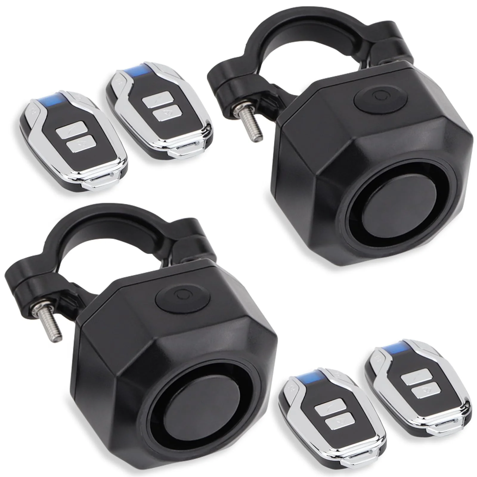 Two Packs Bike Horn Electric Vehicle Alarm Wireless Vibration Alarm System with Motion Sensor Waterproof Rechargeable Antitheft Alarm for Ebikes Bike Scooter SF32 Alarm two packs