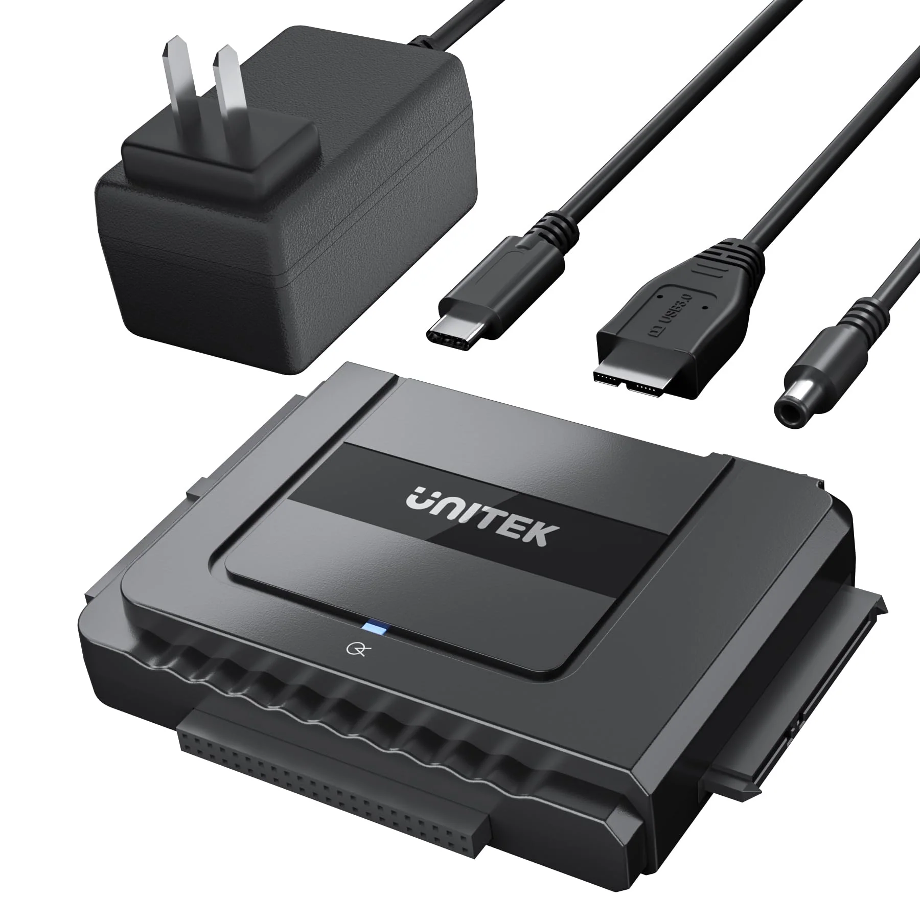 Unitek USB C to SATA 6Gbps IDE Adapter External Hard Drive Adapter Converter Kit for Universal 2.5/3.5 inch HDD/SSD Hard Drive Disk, DVD-ROM/CD-ROM/CD-RW, with USB A Connector & 12V/2A Power Adapter USB C 6Gbps SATA & 5 Gbps IDE