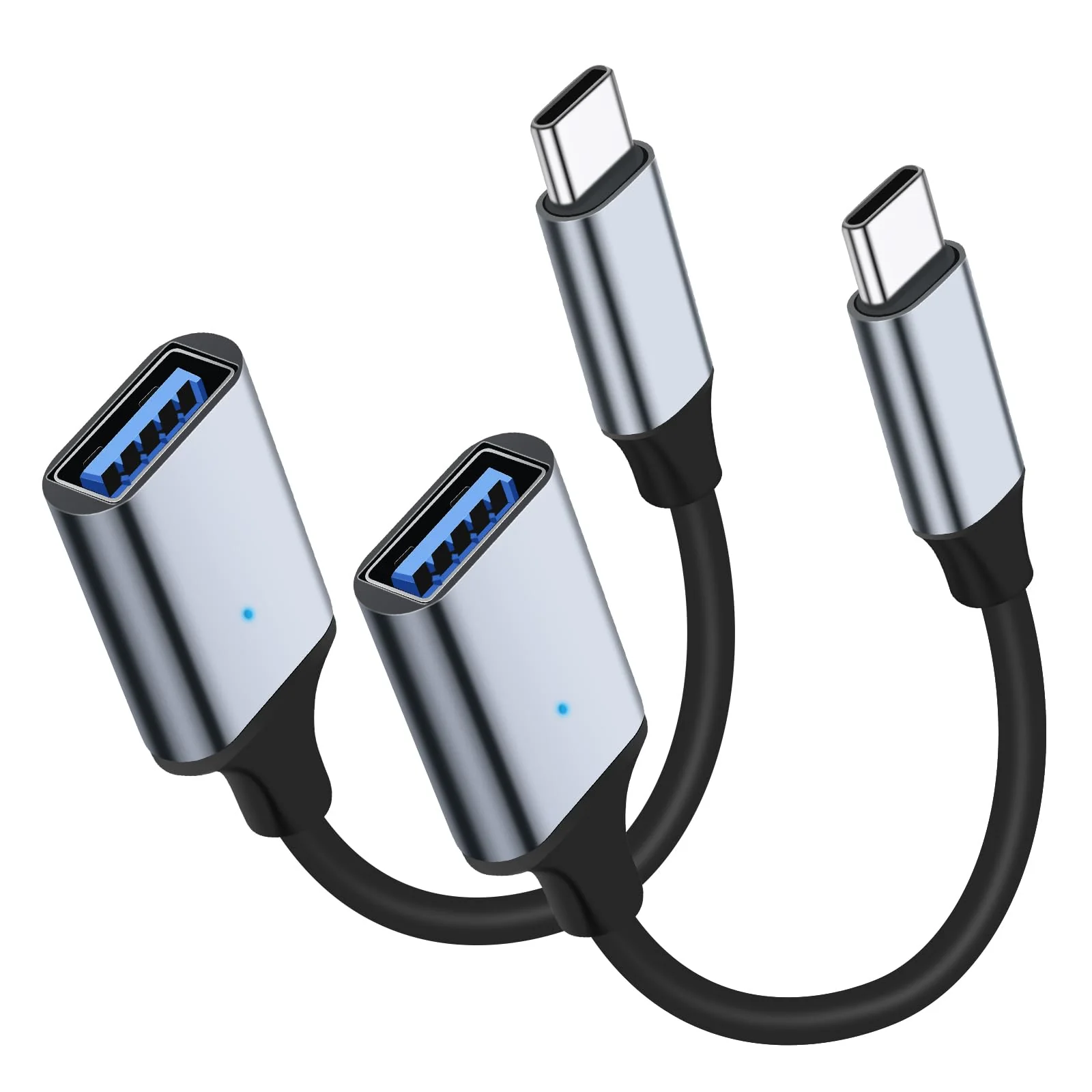 USB C to USB 3.0 Adapter [2 Pack], Type C Male to USB Female OTG Cable Thunderbolt3 to USB Adapter Compatible for iPhone 16 Pro Max/16 Plus/16/15 iPad MacBook Pro/Air Samsung Galaxy S24/S23/S22/S21
