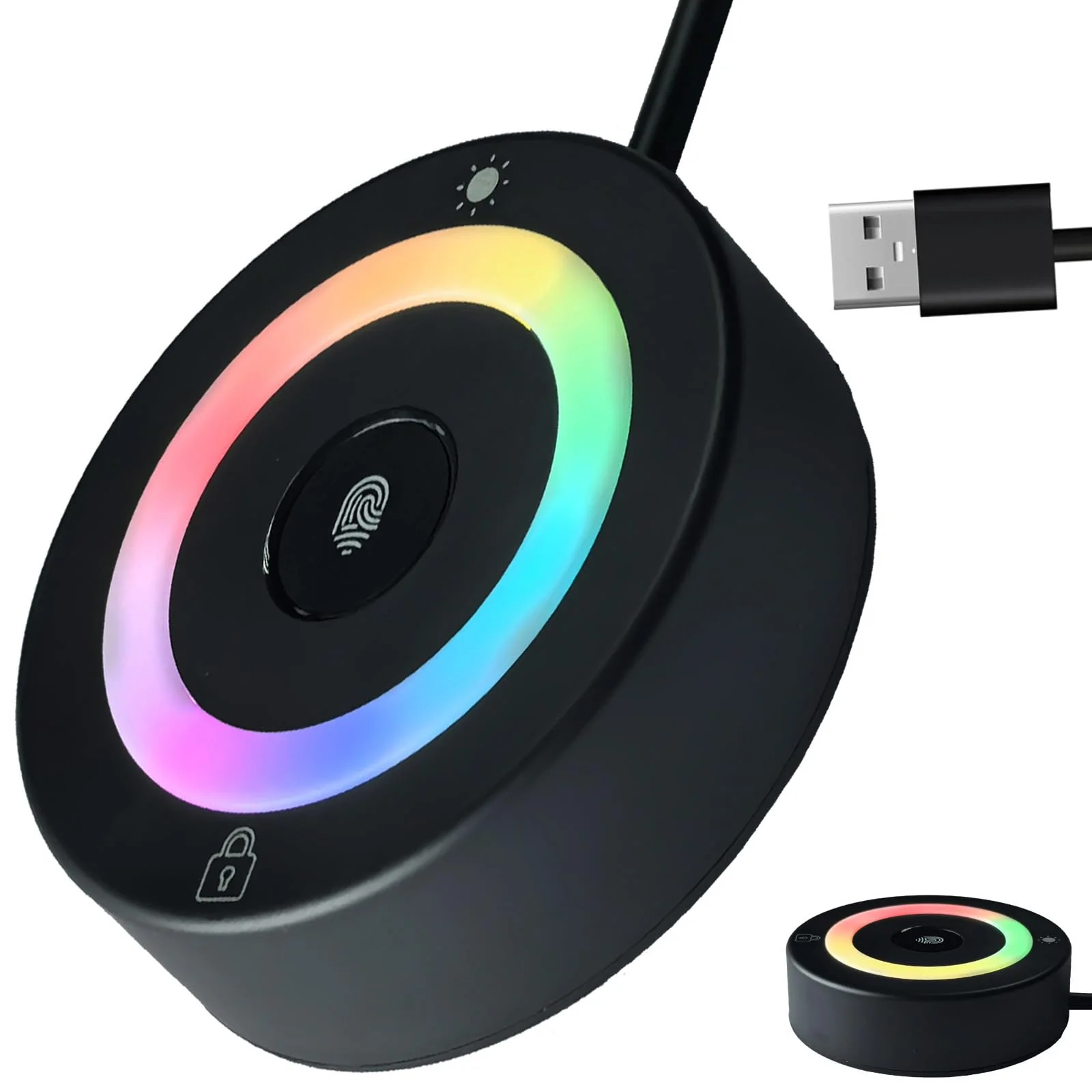 USB Fingerprint Reader for PC & Laptop, Windows Hello Biometric Scanner with 360° Touch, Fast Login <1s, Portable Security Key for Windows 10/11