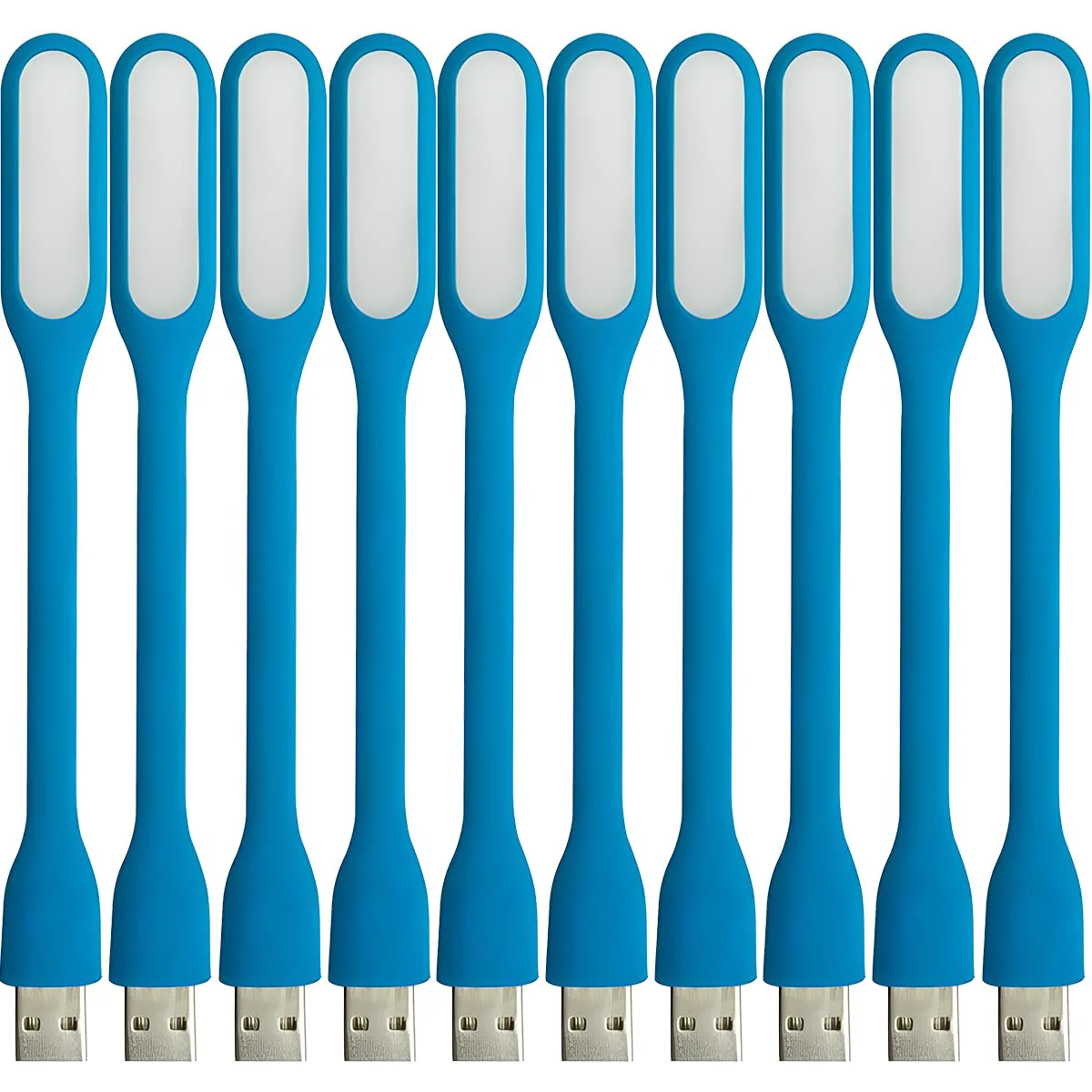 USB LED Light Lamp for Power Bank, Portable Eye Care Mini Night Light with Flexible Arm, USB Gooseneck Reading Lamps Book Light,Compatible for Desktop, Notebook Laptop (10-Blue) 10PCS-Blue