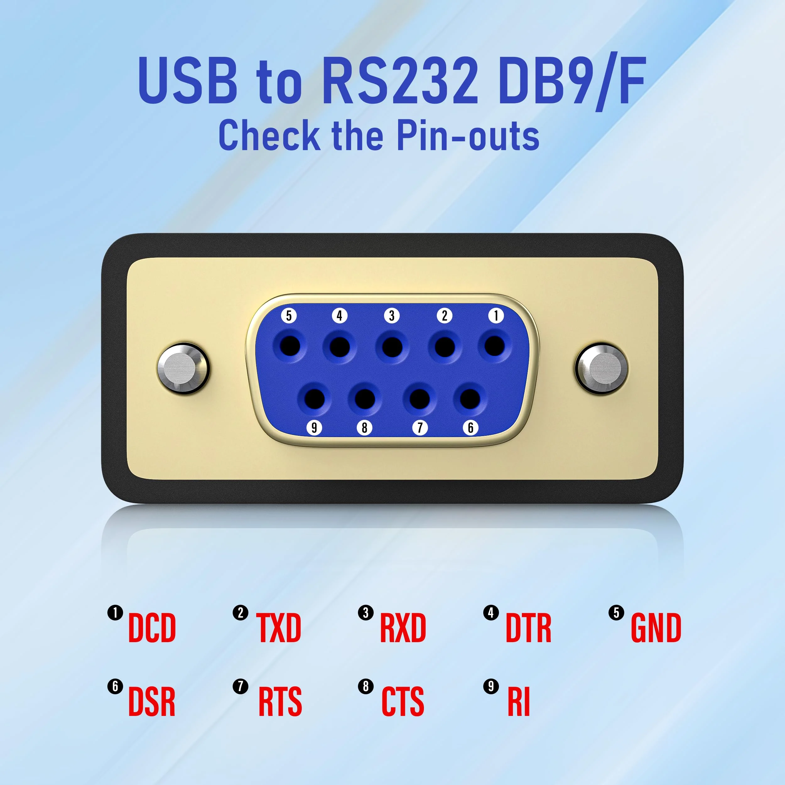 USB to RS232 Adapter with FTDI Chip, USB to DB9 Serial Female Converter Compatible with Windows 10, 8.1, 8, 7, Vista, XP, Linux and Mac OS X 10.6 and Above,Black - Image 6