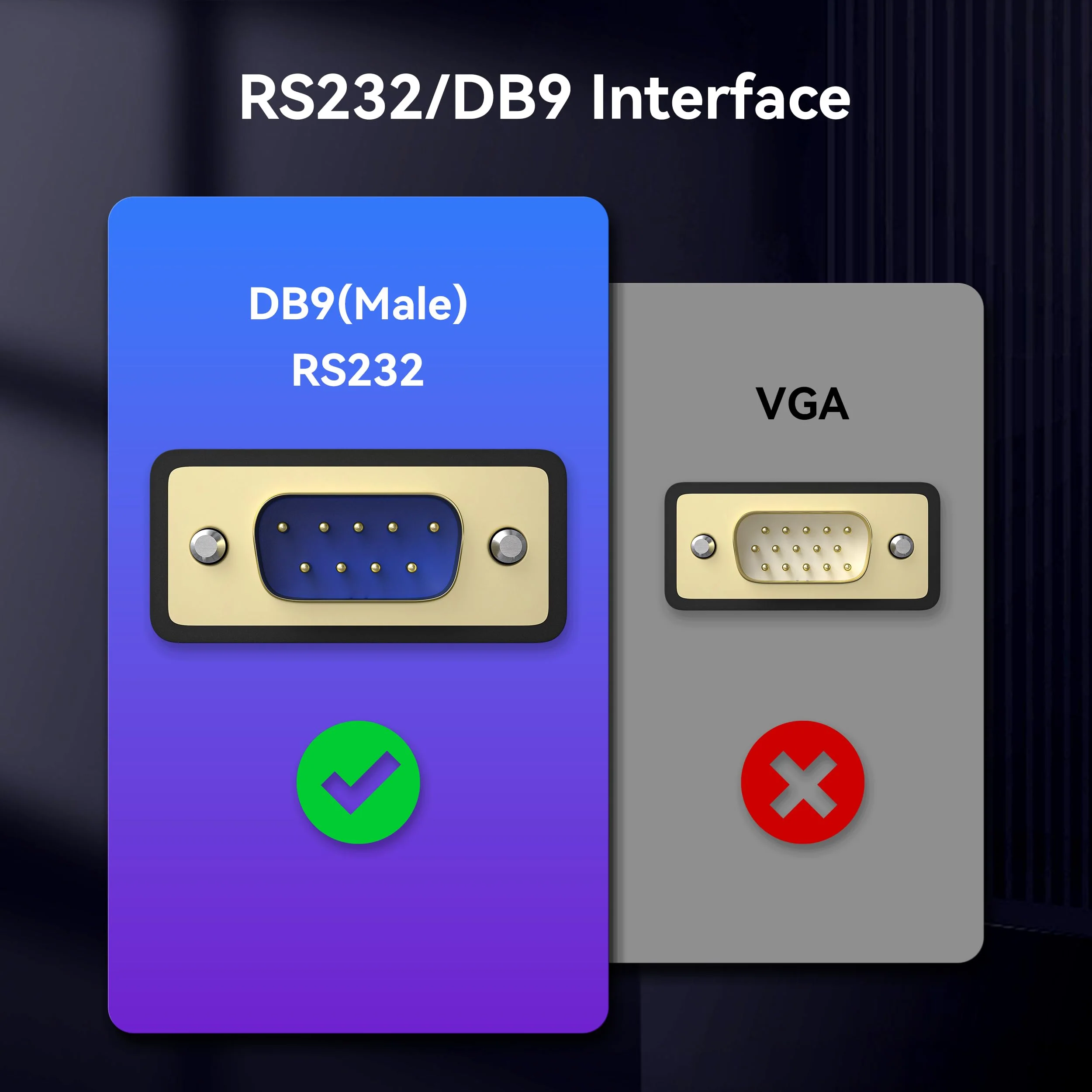 USB to RS232 Adapter with FTDI Chipset, USB to RS232 Male DB9 Serial Converter for Cashier Register, Modem, Scanner, Industriual Machinery, CNC, Black USB to DB9 male Adapter - Image 3