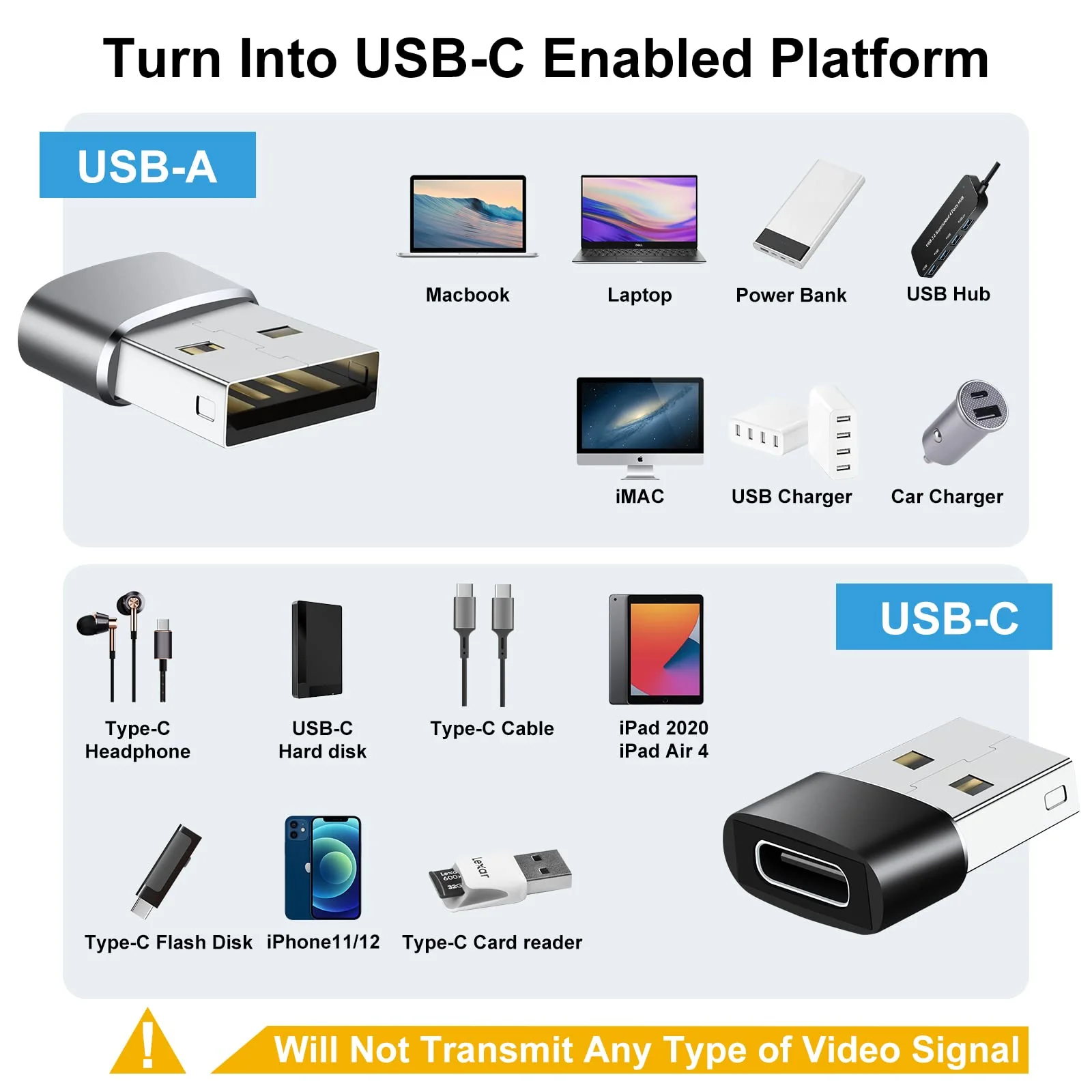 USB to USBC-C Adapter 10 Pack,USB to USB C Adapter,USB C Female to USB Male Adapter,USB A to USB C Adapter,USB C to USB Charger Converter OTG for iPhone 15/14/13 Pro,MacBook Pro,Laptop,PC Grey & Black - Image 2