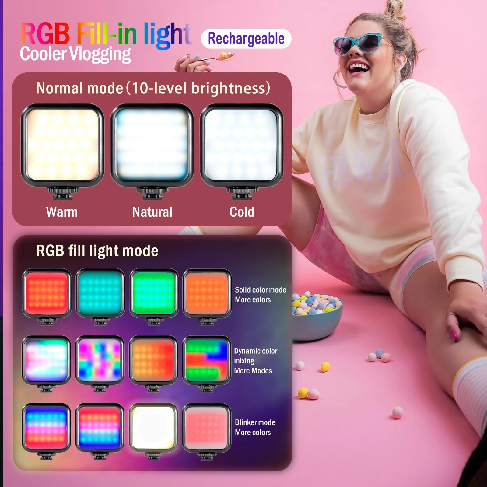 Vlogging Kit,YouTube Starter Kit,Vlogging Kit for iPhone,Youtuber Kit Beginner Content Creator Essentials Kit for Android,Vlogging Camera Kit with Tripod/Wireless Microphone/RGB Fill-in Light/Remote - Image 4