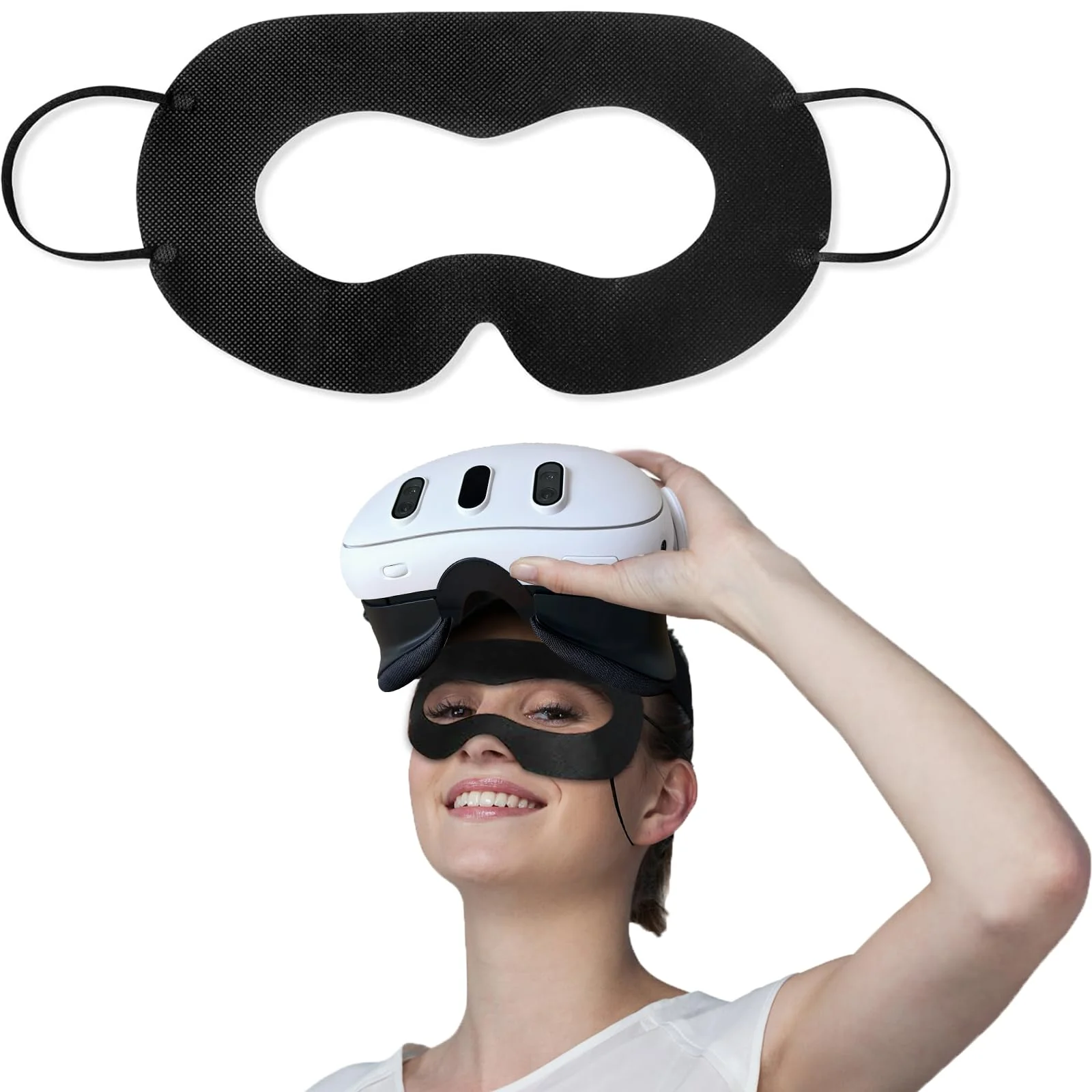 VR Face Cover Disposable Hygiene VR Face Eyes Mask Pads Facial Interface for Meta Quest 3 Quest 2, Accessories for Apple Vision Pro (Set 50, Black) VR Face Pad Cover Black