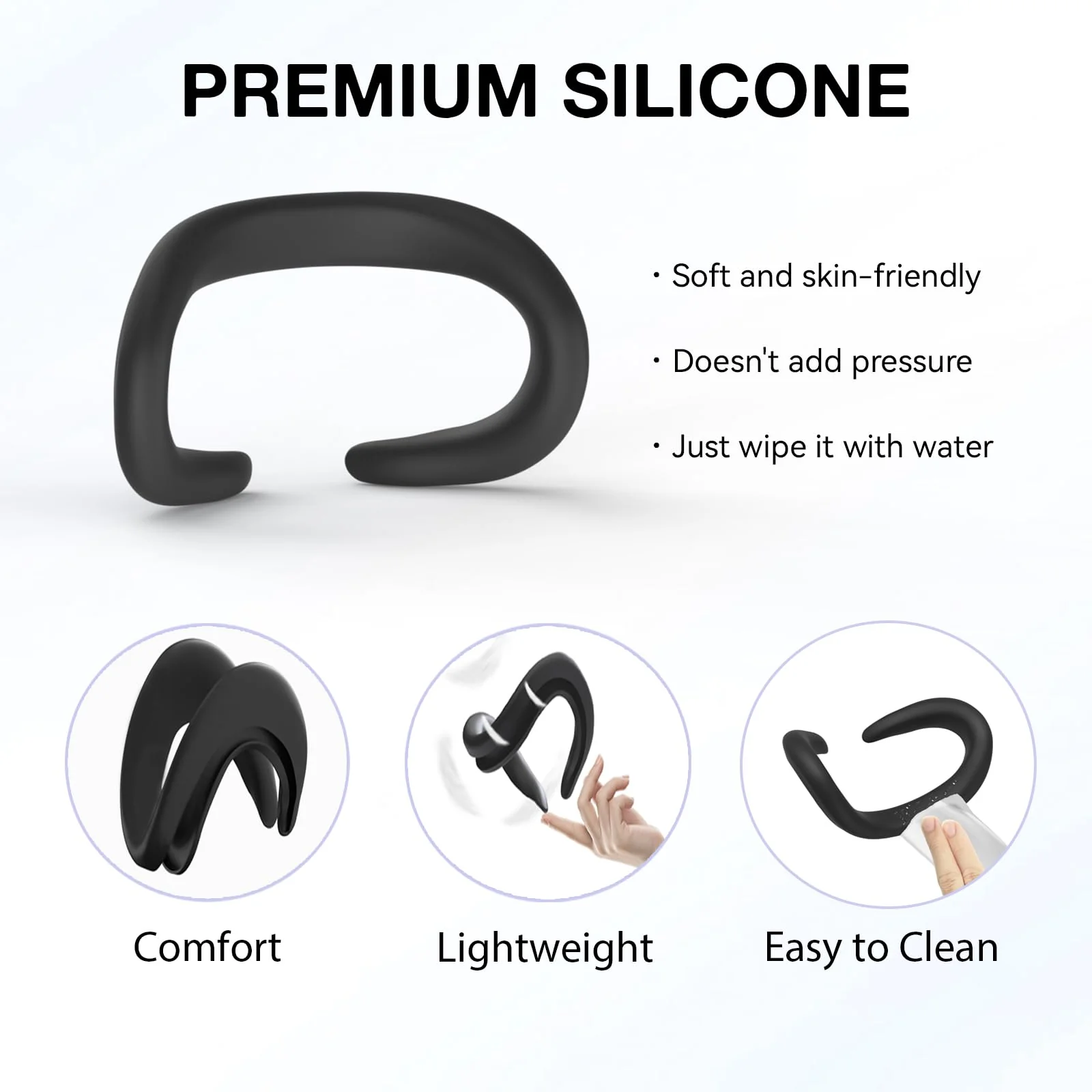 VR Silicone Face Pad Cover for Meta Quest 3 Original Headset Accessories, VR Face Cushion Pad Mask for Oculus Quest 3 Headset Face Pad (Black) Black - Image 5