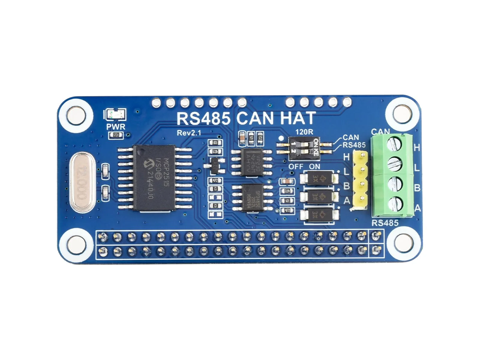 Waveshare RS485 CAN HAT Supports Raspberry Pi Series Boards Allows Stable Long-Distance Communication