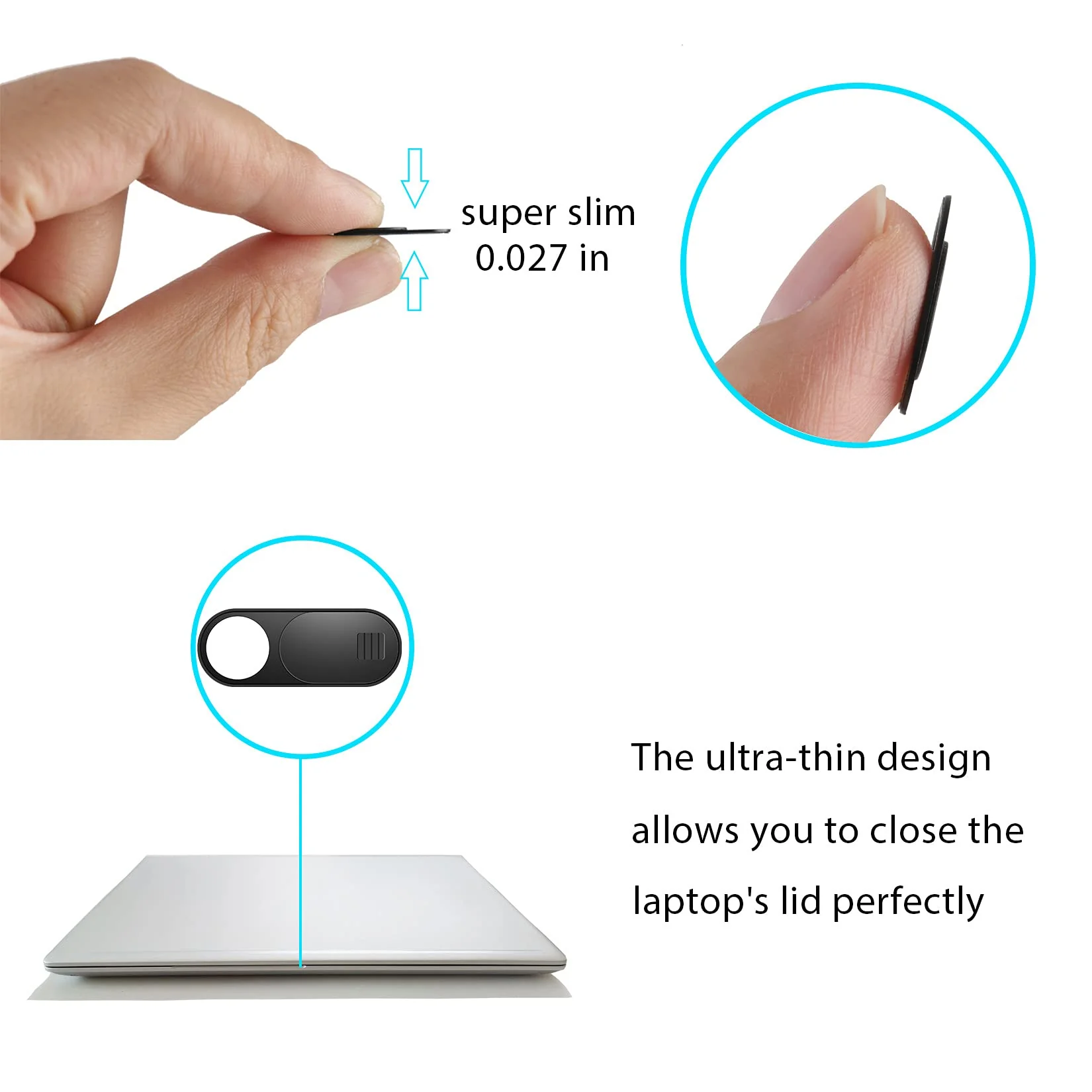 Webcam Cover Slide, 14 Pack Webcam Cover, Ultra-Thin Camera Cover for Laptop, Desktop, PC, MacBook, iPad, Tablet, iPhone, Cell Phone, Laptop Camera Cover Slide to Protect Your Privacy(Black) Black (Small 8 Pcs+Large 6 Pcs) - Image 2