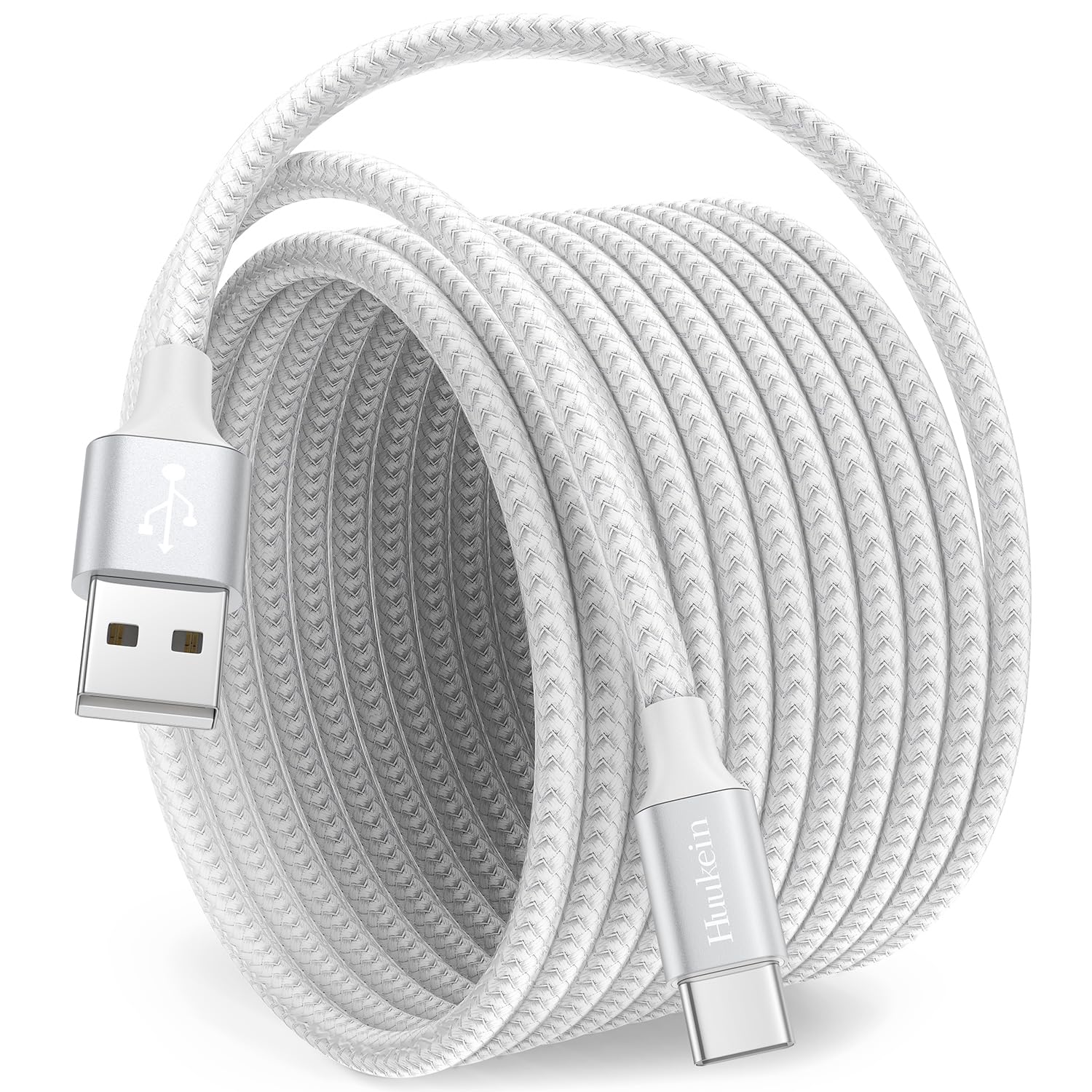 White USB C Cable 10 ft, Long USB A to USB C Cable Fast Charging, USBC Charger Cord Braided Compatible with iPhone 16 15 Pro Max Plus, for Samsung Galaxy S21 Note 10, Pixel 10ft White 1