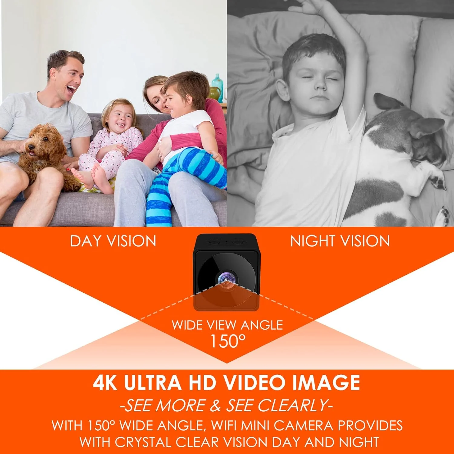 WiFi Mini Camera | Hidden Spy Camera | Free Cloud Storage & 32G SD Card, 2024 4K HD Smallest Cam, 150 Days Standby Time, Surveillance Wireless Camera with AI Motion Detection, Auto Night Vision