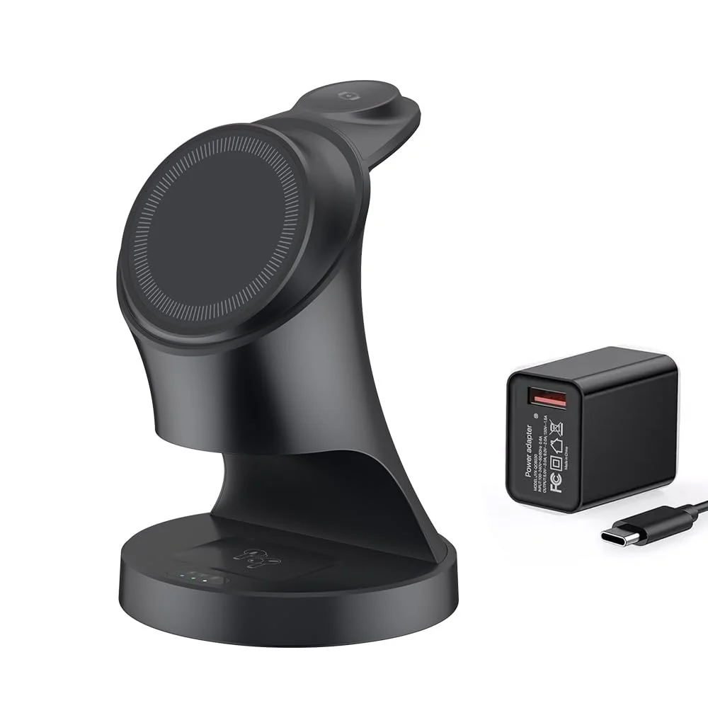 Wireless Charger,3 in 1 Magnetic Wireless Charger Stand, Fast Wireless Charging Dock for iPhone16/15/14/13/12 Series, Apple Watch Series, AirPods Pro. Black