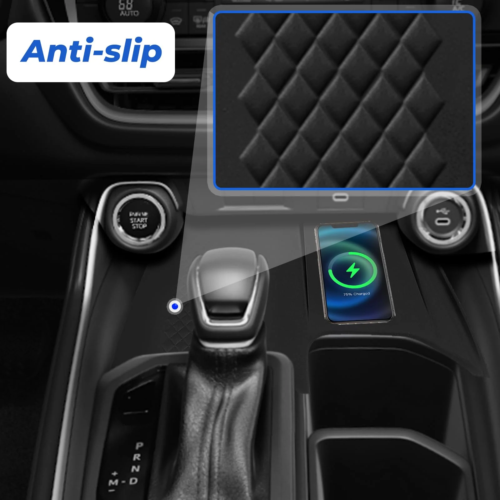 Wireless Charging Anti-Slip Mat for Grand Highlander 2024 2025, Black Silicone Protective Pad Liners for Grand Highlander Accessories - Image 2