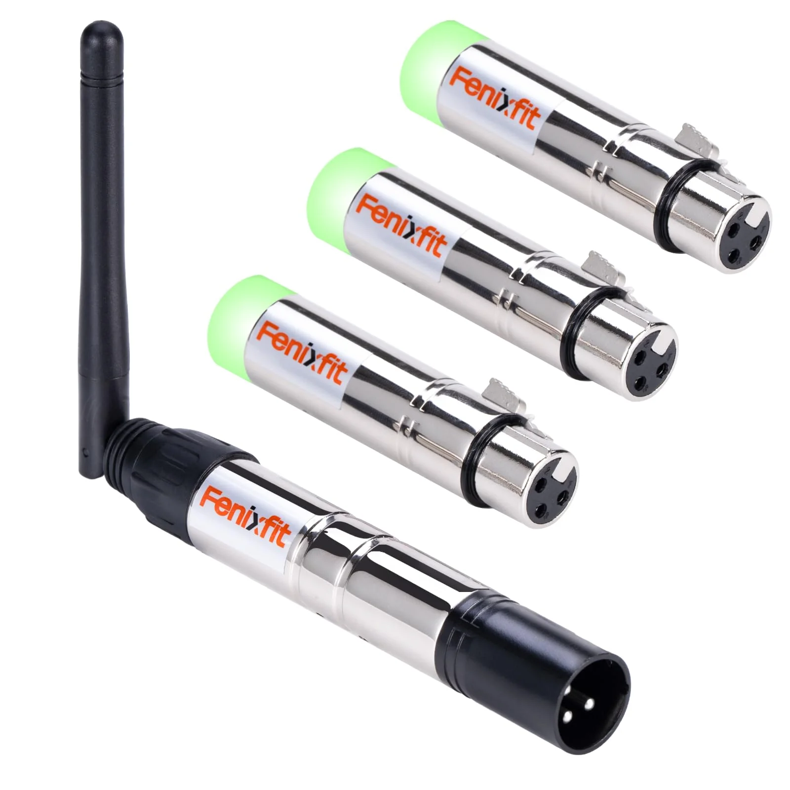 Wireless DMX512 Transmitter Receiver No Latency DJ 2.4G DMX Wireless 1 Transmitter & 3 Receivers Long Transmission Range DMX Light Controller for LED Stage Disco Lighting 4PCS Silver