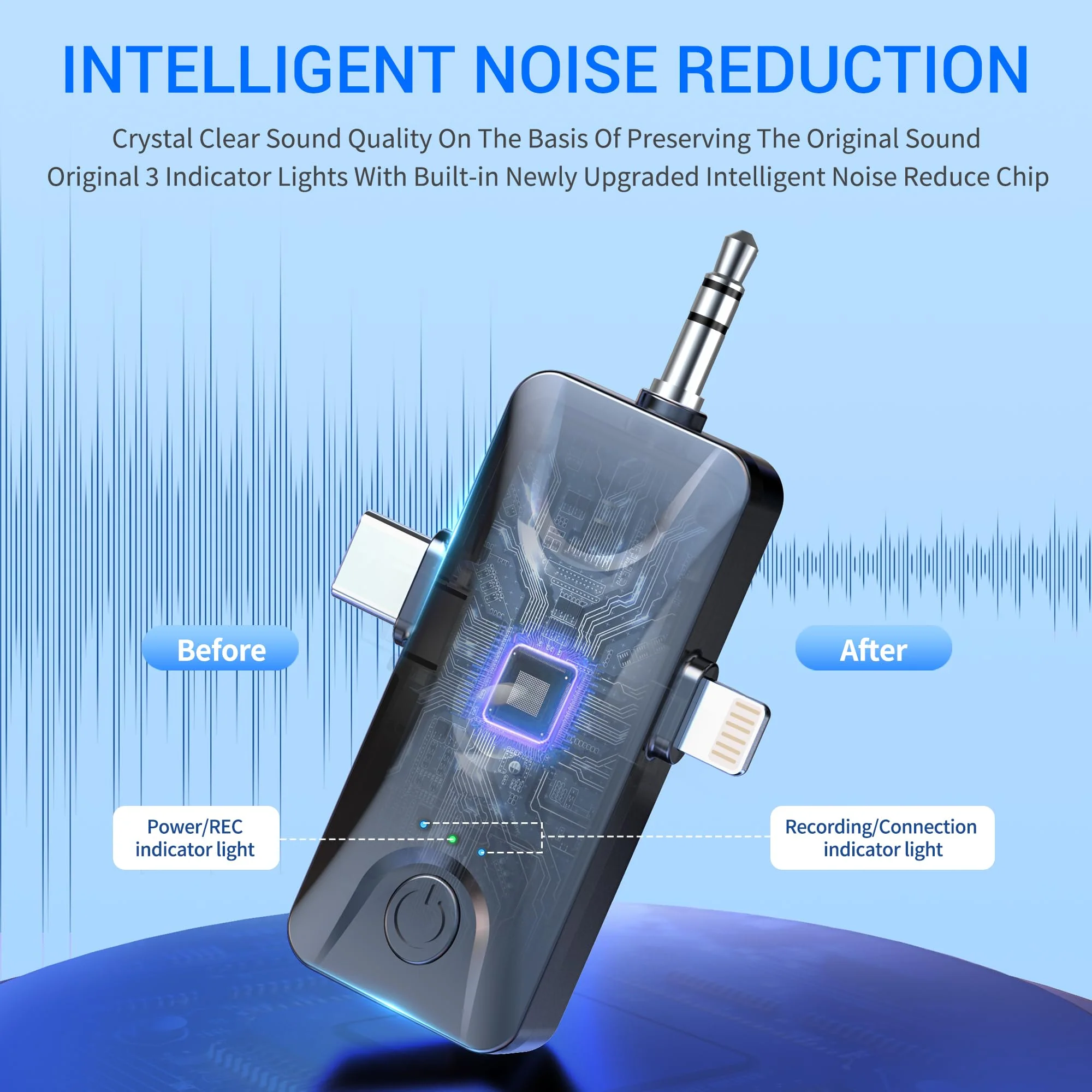 Wireless Lavalier Microphone for iPhone Android: Mini Lapel Mic with Intelligent Noise Cancelling, 48kHz/16bit, 100ft Range, for Camera, PC, Laptop, Video Recording, Streaming, Interview, Vlogs - Image 2
